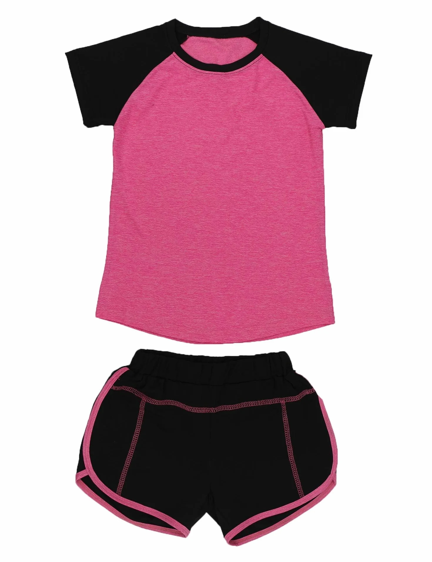 Echinodon Ensemble de sport pour fille 2 pièces T-shirt short à séchage rapide yoga jogging entraînement