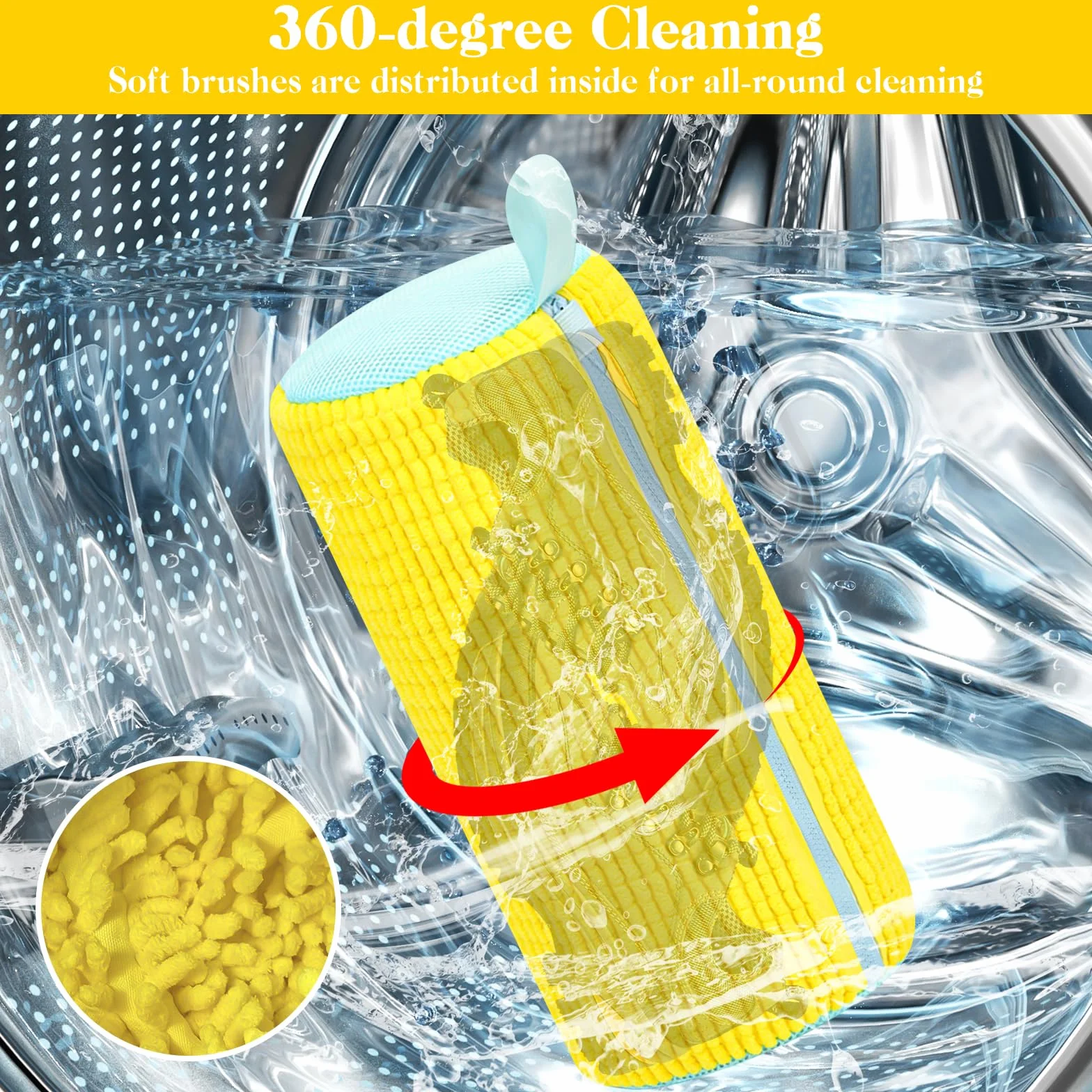 Sac Lavage Chaussures Machine à Laver Réutilisable Portable 360° avec Fermeture Éclair pour Baskets