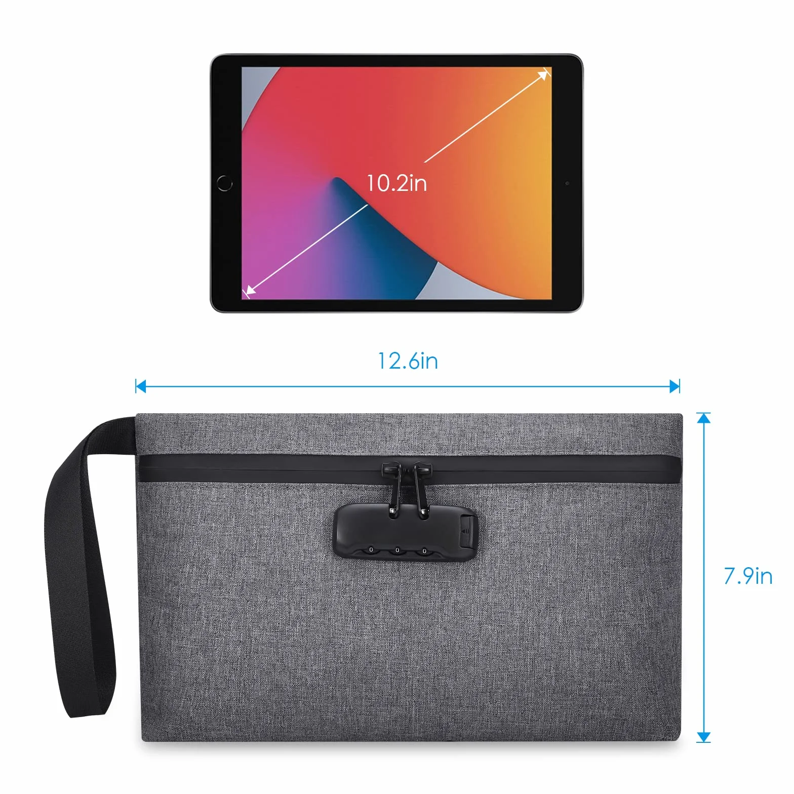 Brifit Sac à Documents avec Serrure à Combinaison 32x20 cm Etanche Sécurité Pochette Voyage Passeport