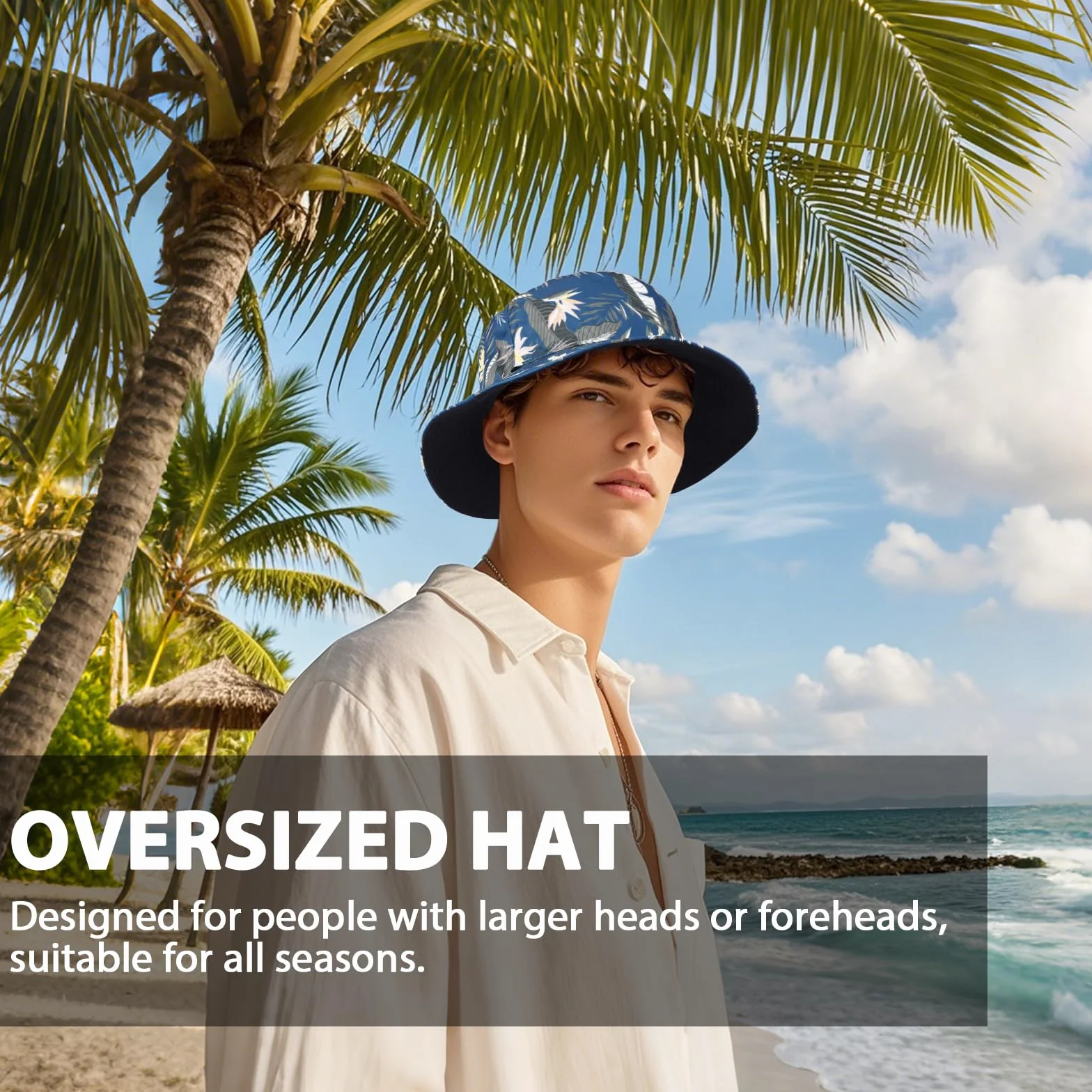 Bob Seau Chapeau Réversible Coton Unisexe Large Bord Imprimé Chapeau de Pêcheur Chapeau de Soleil Pliable Bucket Hat Homme Femme