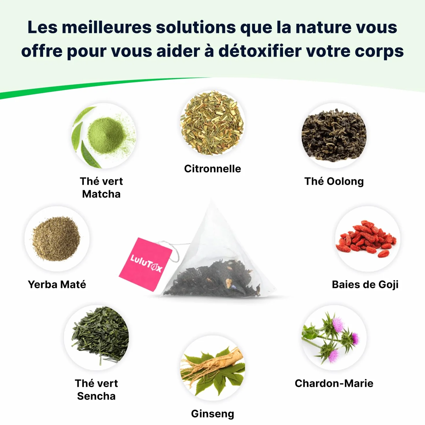 LULUTOX Thé Détox – Mélange de Plantes pour le Bien-être avec Pissenlit, Ginseng et Gingembre – Infusion pour Ballonnements, Ménopause, Gestion du Poids et Vitalité – 28 Sachets