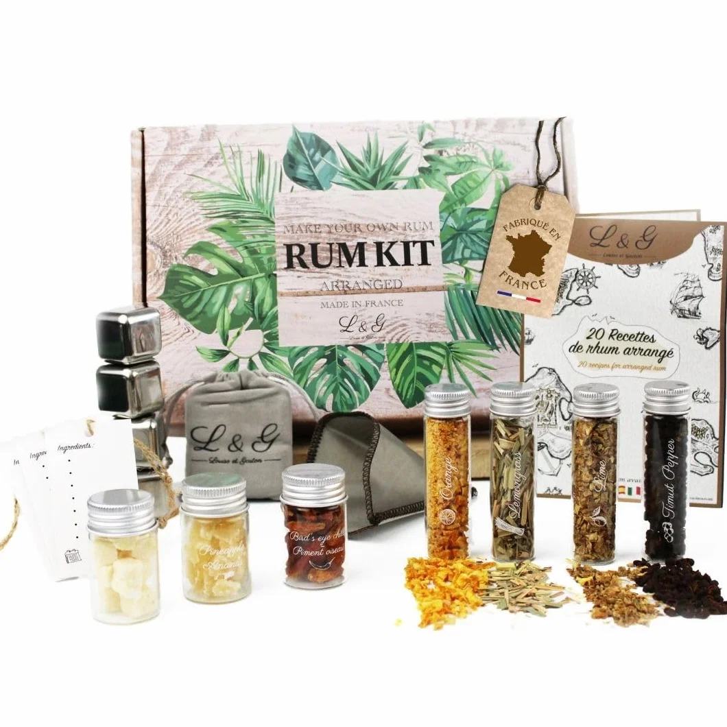 L&G® Kit Découverte d'Épices pour Rhum Personnalisé - Coffret DIY Exclusif pour Homme/Femme, Idée Cadeau Original Noël, Anniversaire, Saint-Valentin Originale, Expérience Maison Inoubliable