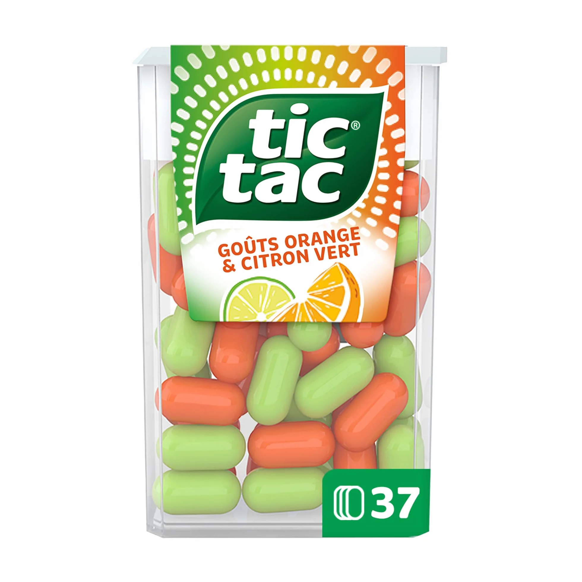 TicTac Duo Goûts Orange et Citron Vert - Bonbons aux fruits - Format de Poche 24x18g