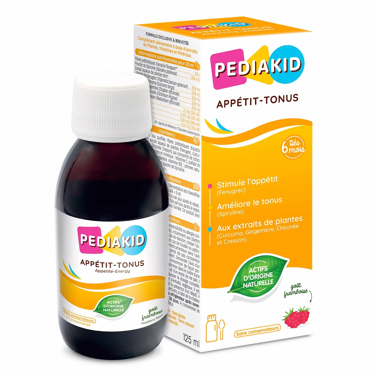 PEDIAKID - Sirop Appétit-Tonus - Complément Alimentaire Naturel - Formule Exclusive au Sirop d'Agave - Stimule l'Appétit - Aide à la Prise de Poids - Flacon de 125 ml