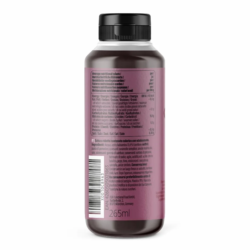 GymQueen Mamma Mia Sauce Zero 265 ml, faible en calories et sans graisse, pour affiner les plats ou comme vinaigrette, végétarien, Balsamico