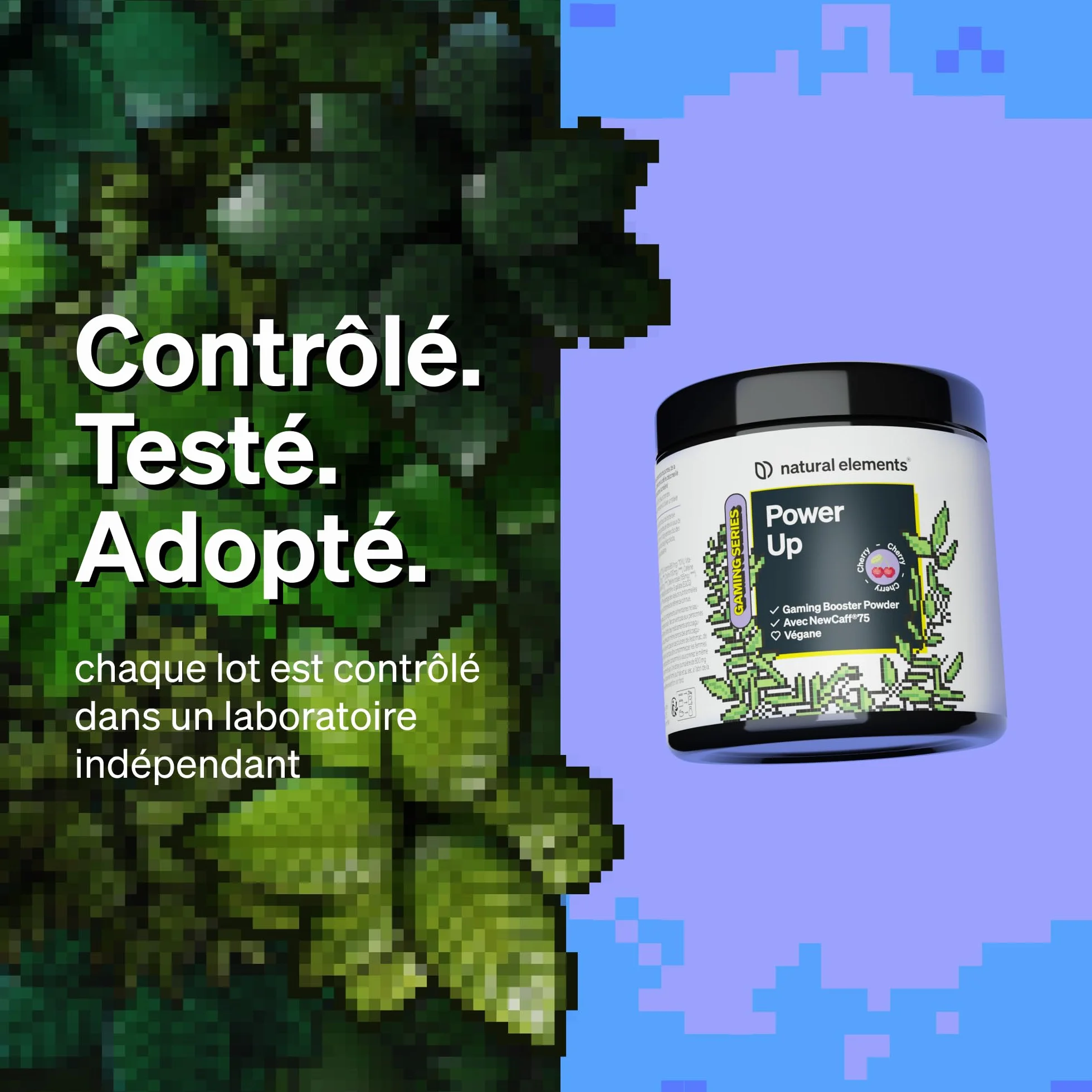 Power Up "Cherry" – Booster avec caféine, NewCaff75, vitamines B, vitamine C, L-tyrosine, extrait de ginkgo et de thé vert – 40 boissons – végane, hautement dosé, avec stevia – produit en Allemagne