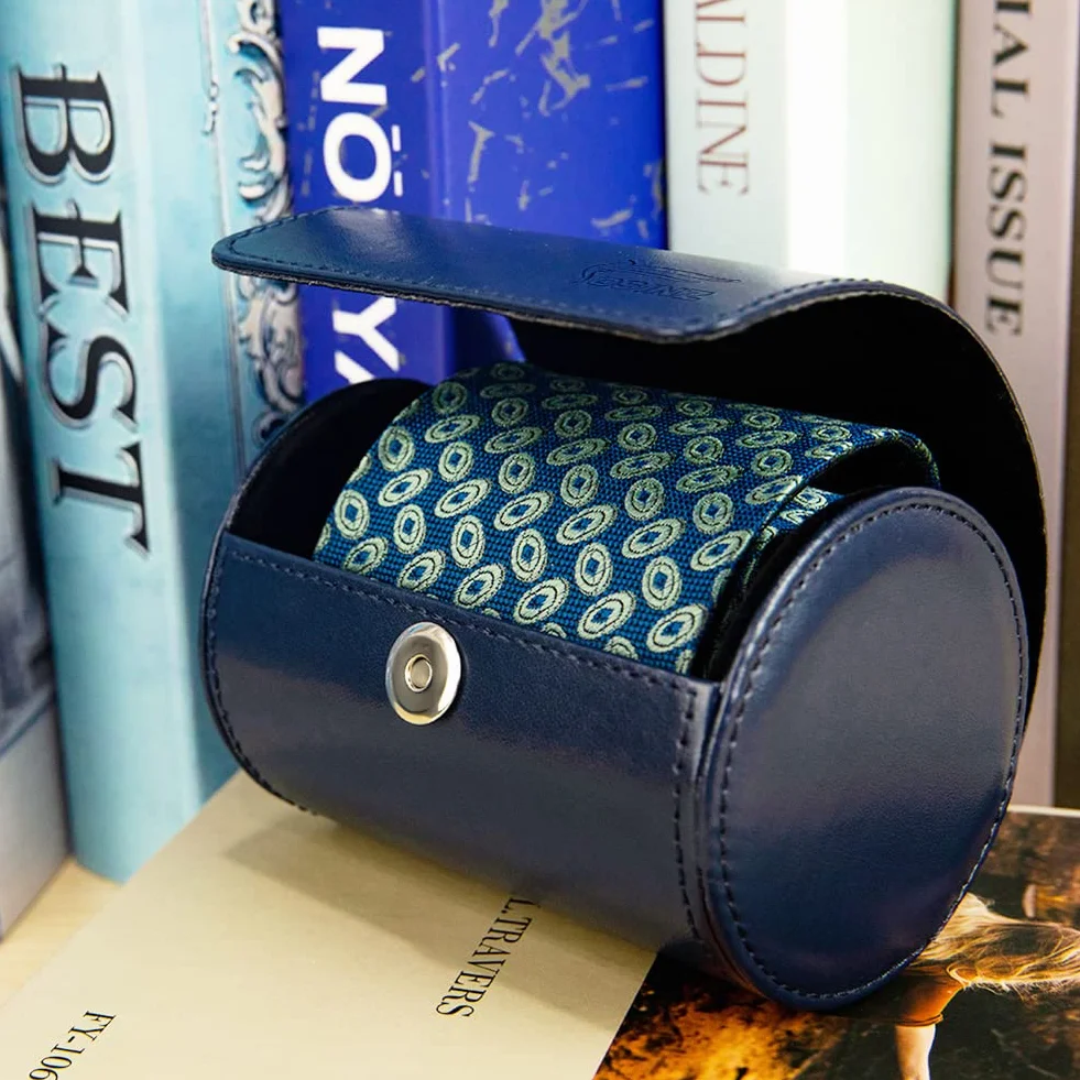 Pochette de Rangement en Cuir PU Cylindre Rouleau Bleu 3.1"x4.3"