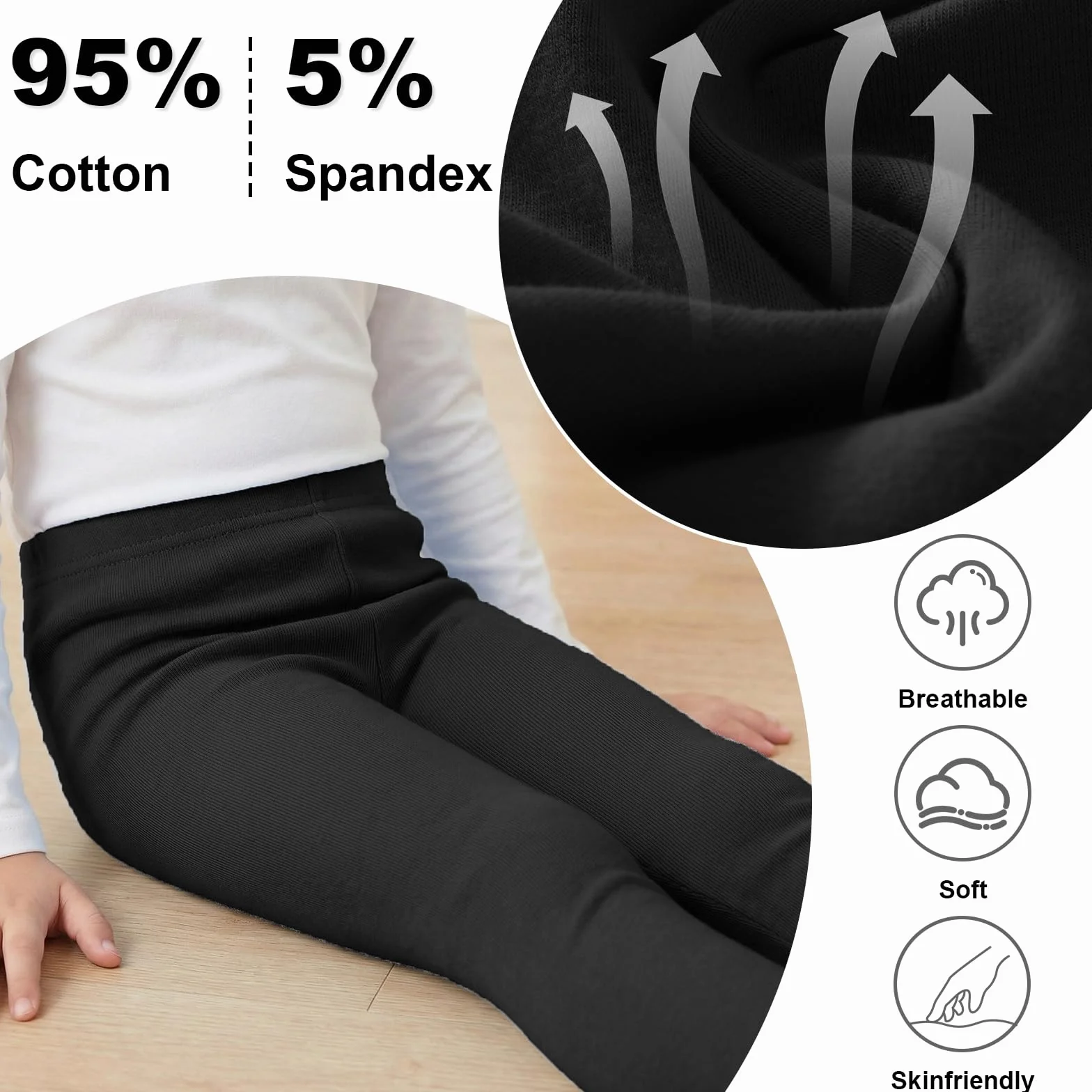 JinBei Leggings Filles Coton Longueur Pantalon Léger Respirant Tissu Extensible Couleur Unie Confortable Enfants Danse Fitness Gymnast Âge 5-12