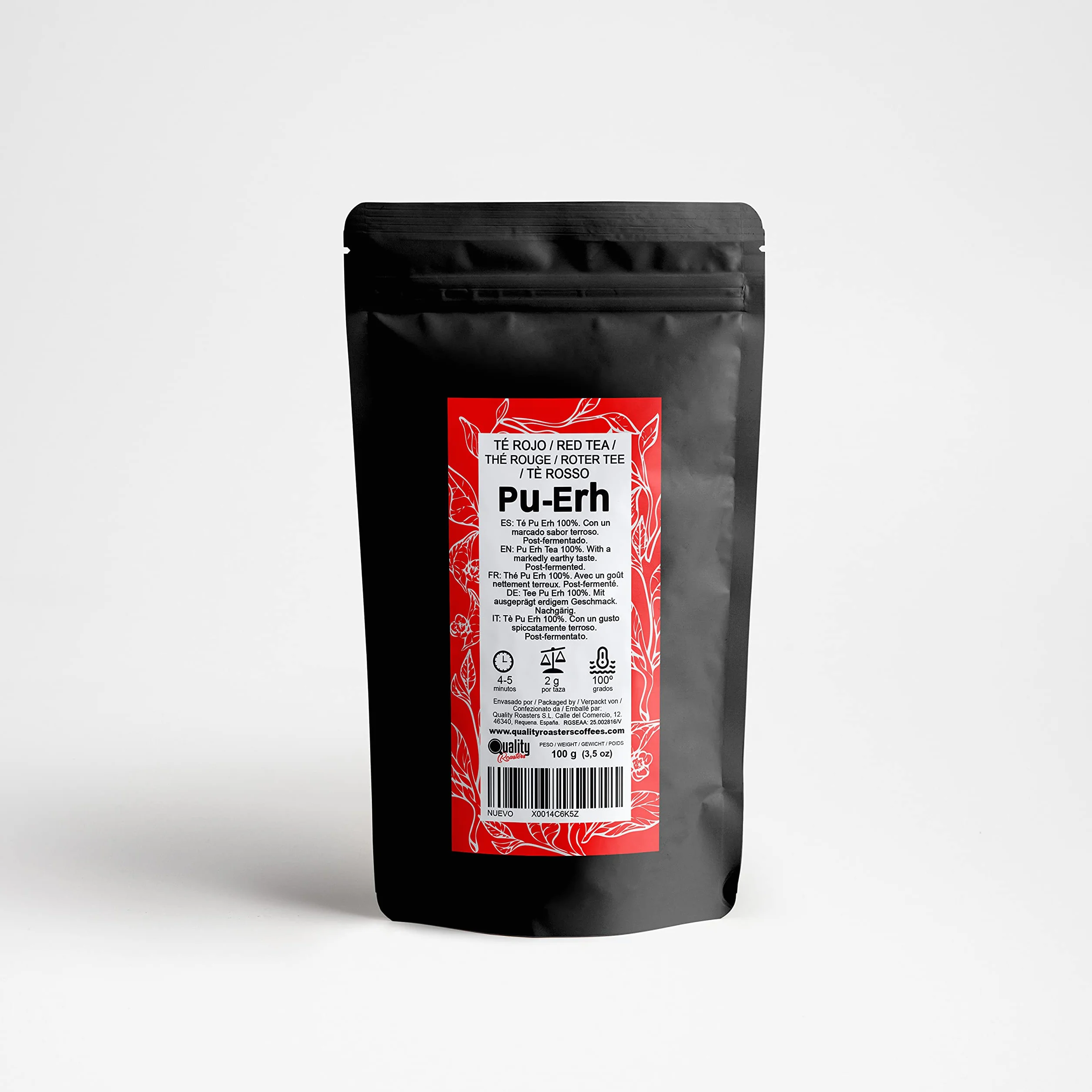 Thé rouge. Thé Pu Erh. Avec un saveur terreuse très marqué. Post-fermenté. Haute qualité. Antioxydant. Diurétique (100 Gr)
