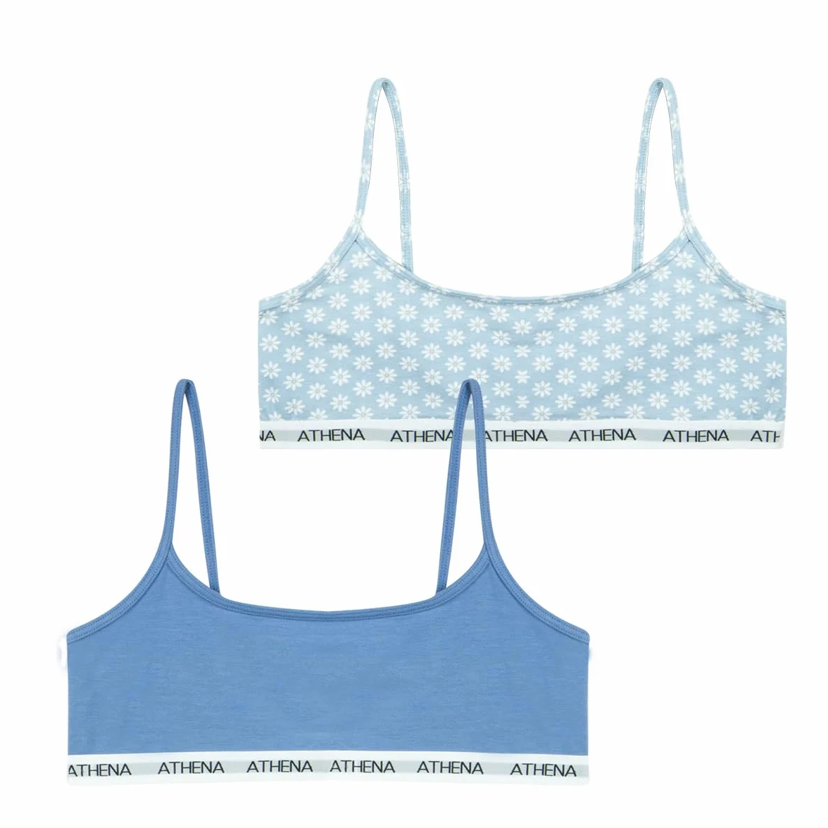 Athena Brassière Fille Lot de 2 Oeko-TEX® Imprimé Uni Fines Bretelles