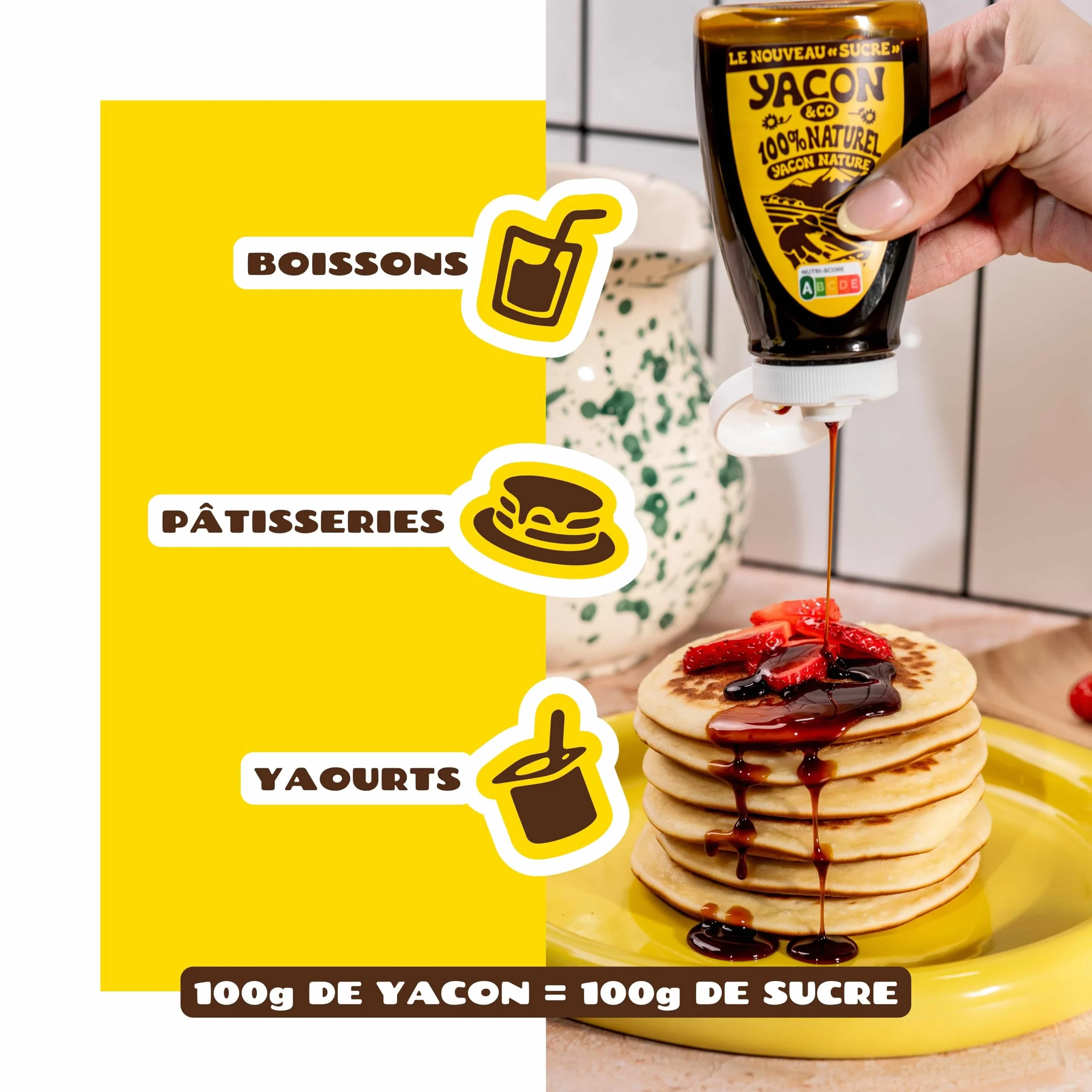Yacon&co Sirop Squeeze - Alternative naturelle au sucre - Sans conservateur - Fabriqué en France - IG le plus bas du marché - Riche en prébiotiques - Fort pouvoir sucrant - Texture miel - Vegan,Keto