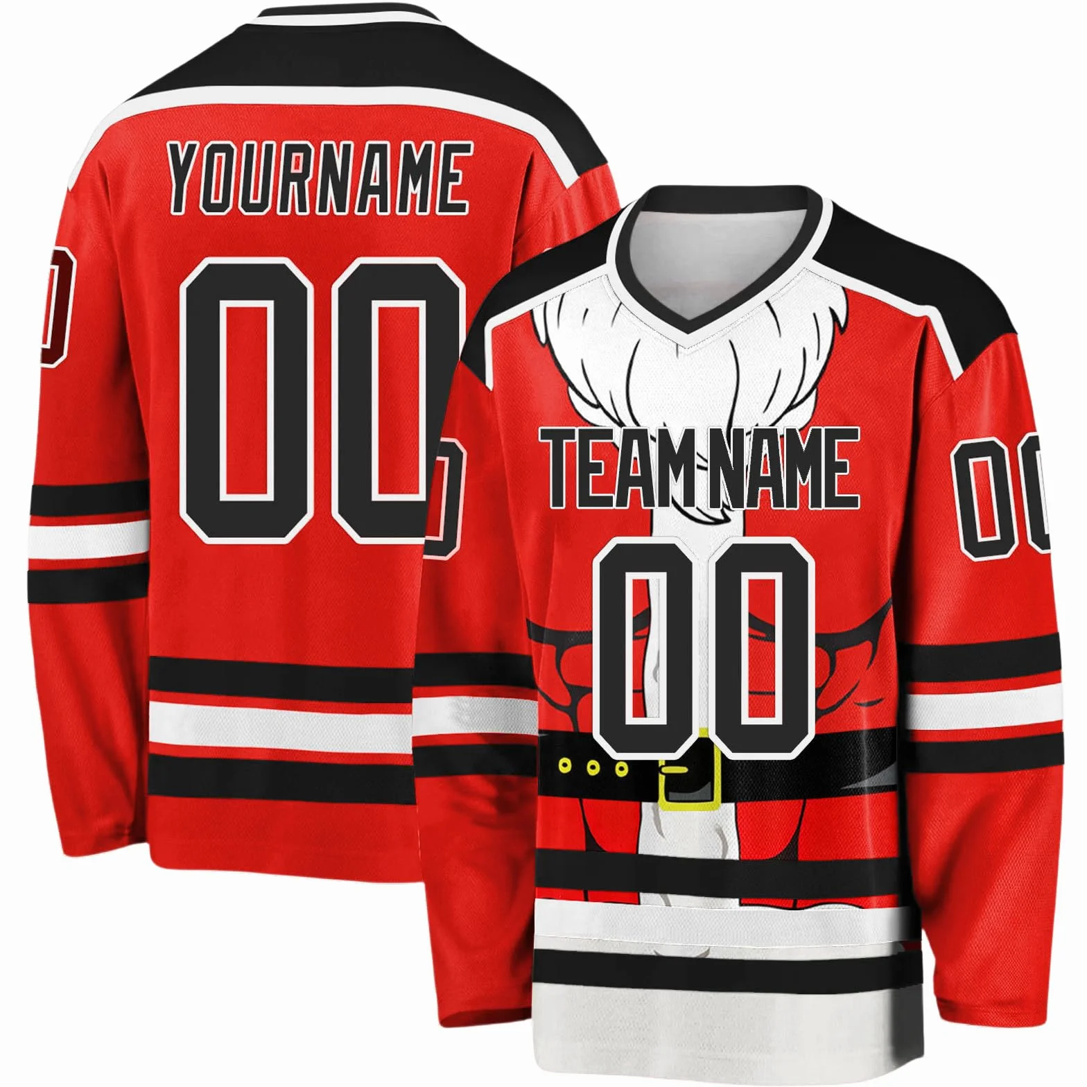 Maillot de Hockey de Noël personnalisé avec nom, équipe et numéro