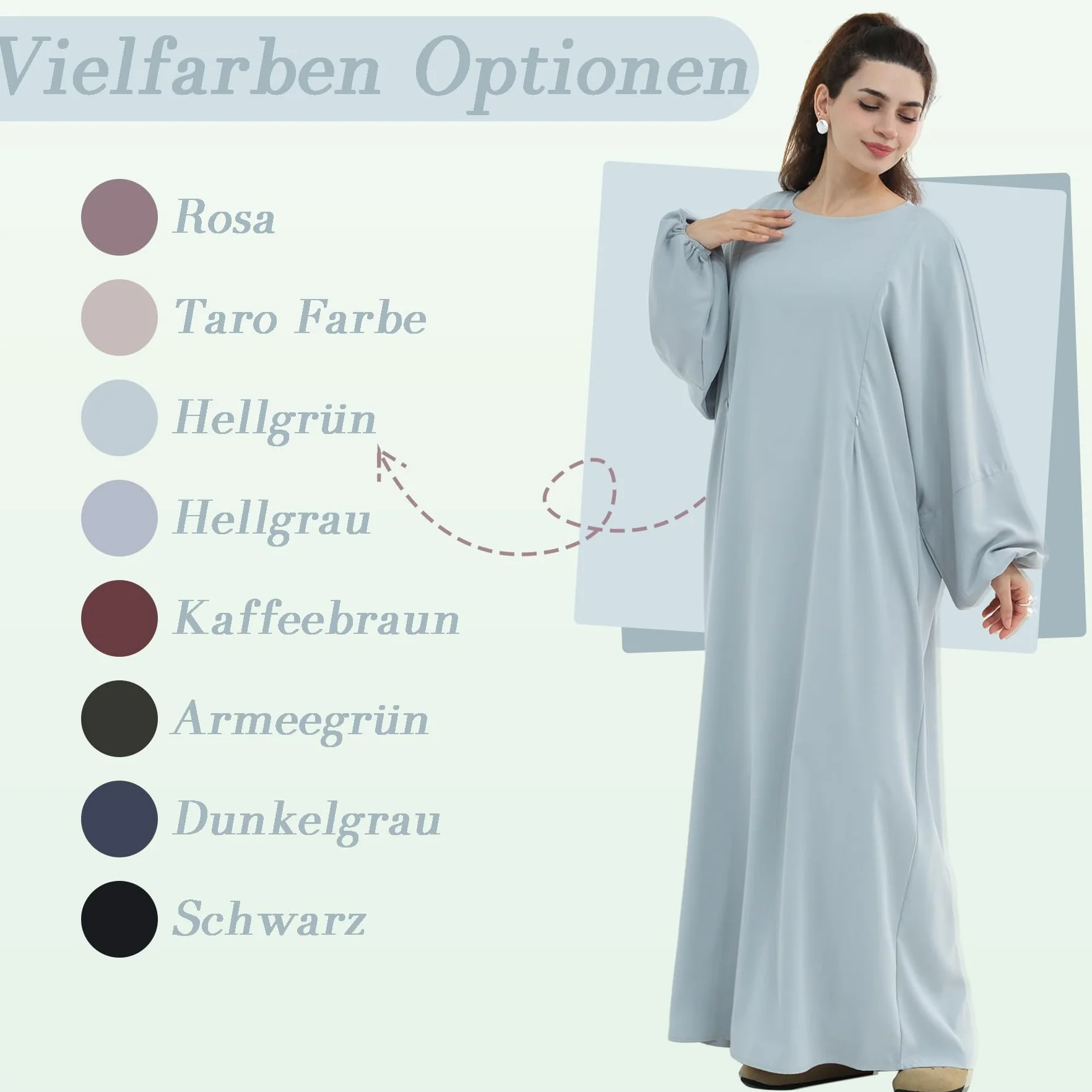 Robe de soin pour femme musulmane d'allaitement maternité islamique Gris clair M-L