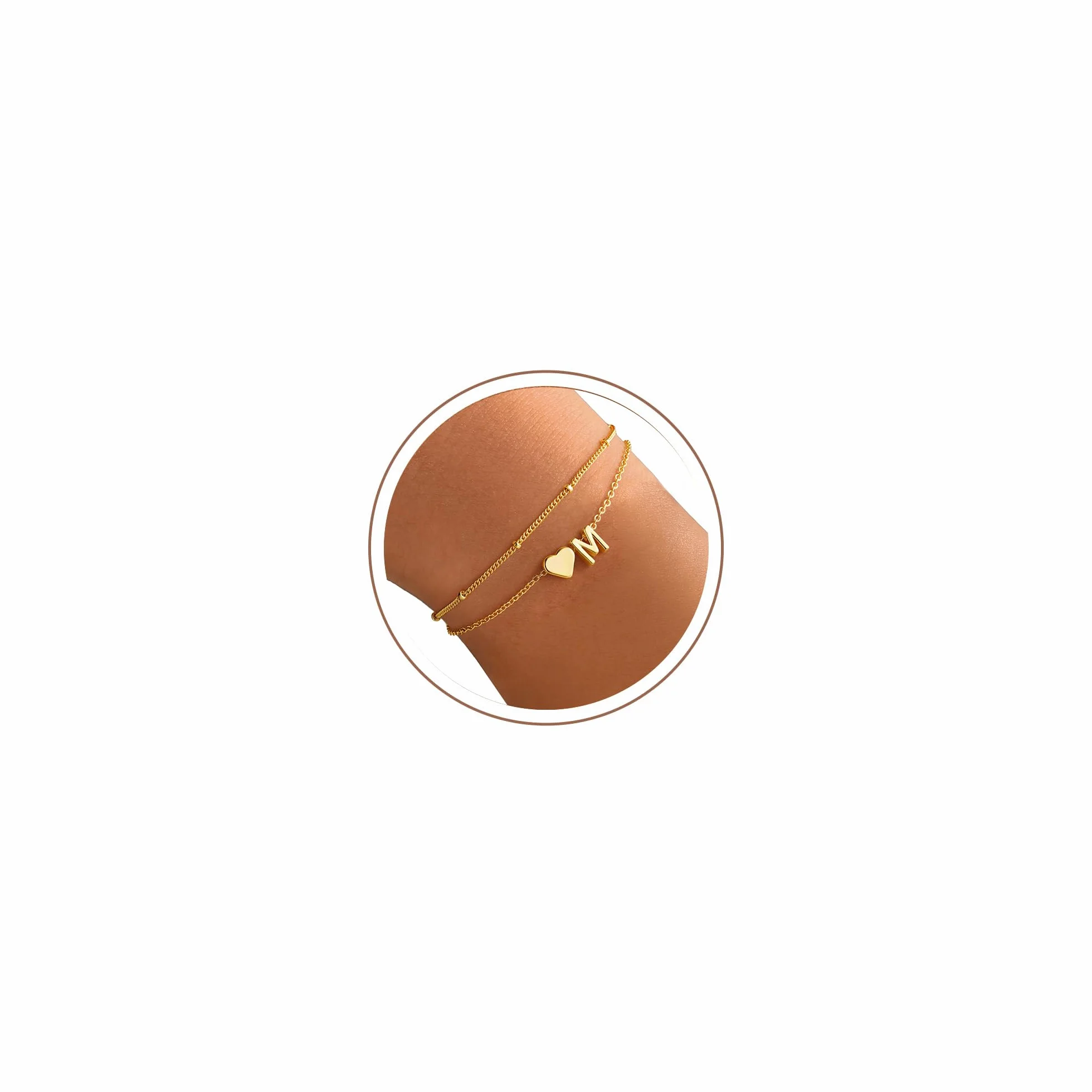 TINGN Bracelet pour femme Plaqué or 14 carats Cœur en couches Personnalisable