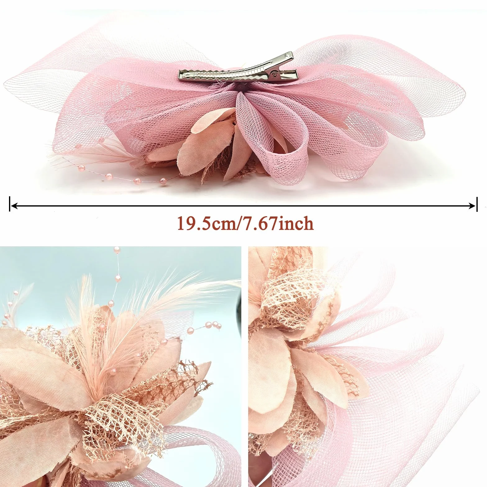 Fleur Le Tulle Fascinator Femme Rose Chapeau Bibi Mariage Cérémonie Cocktail Derby