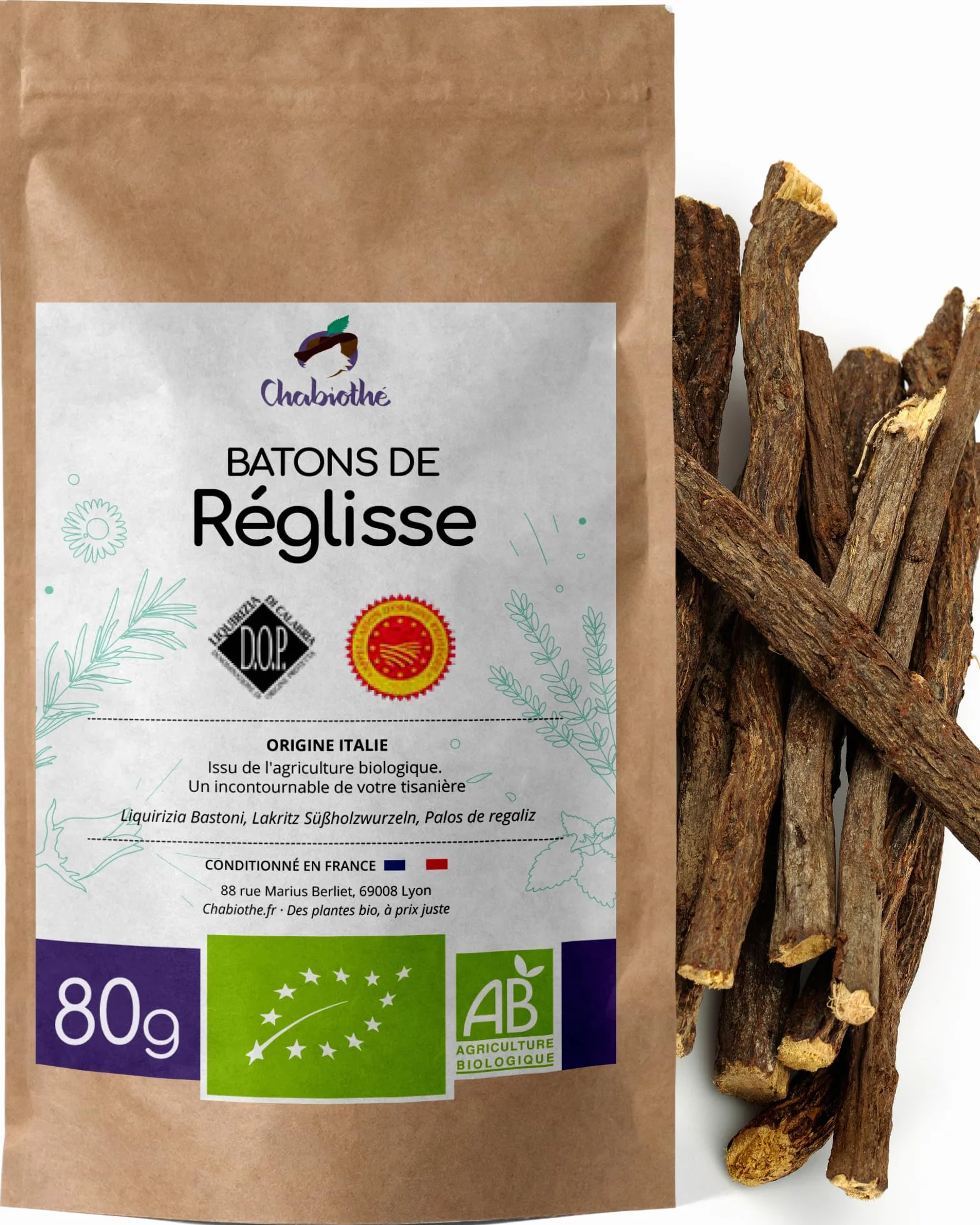 Bâtons de réglisse BIO 80g IGP Italie Calabre