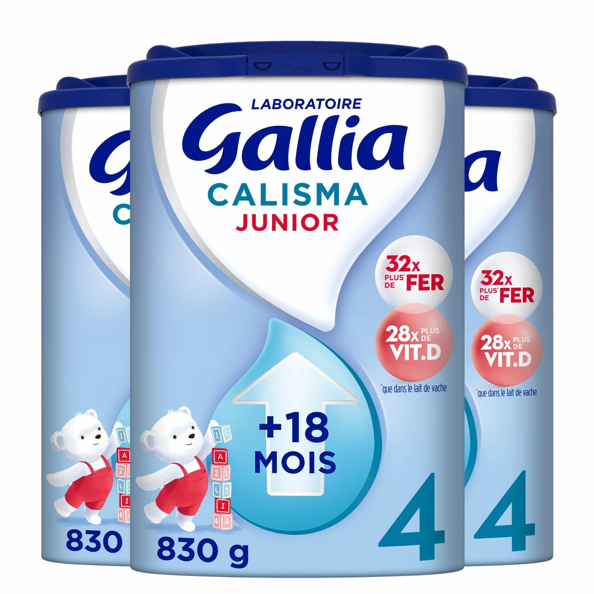 Laboratoire Gallia Lait infantile Calisma Junior 4ème âge Lait de Croissance en Poudre 3x830g Dès 18 Mois