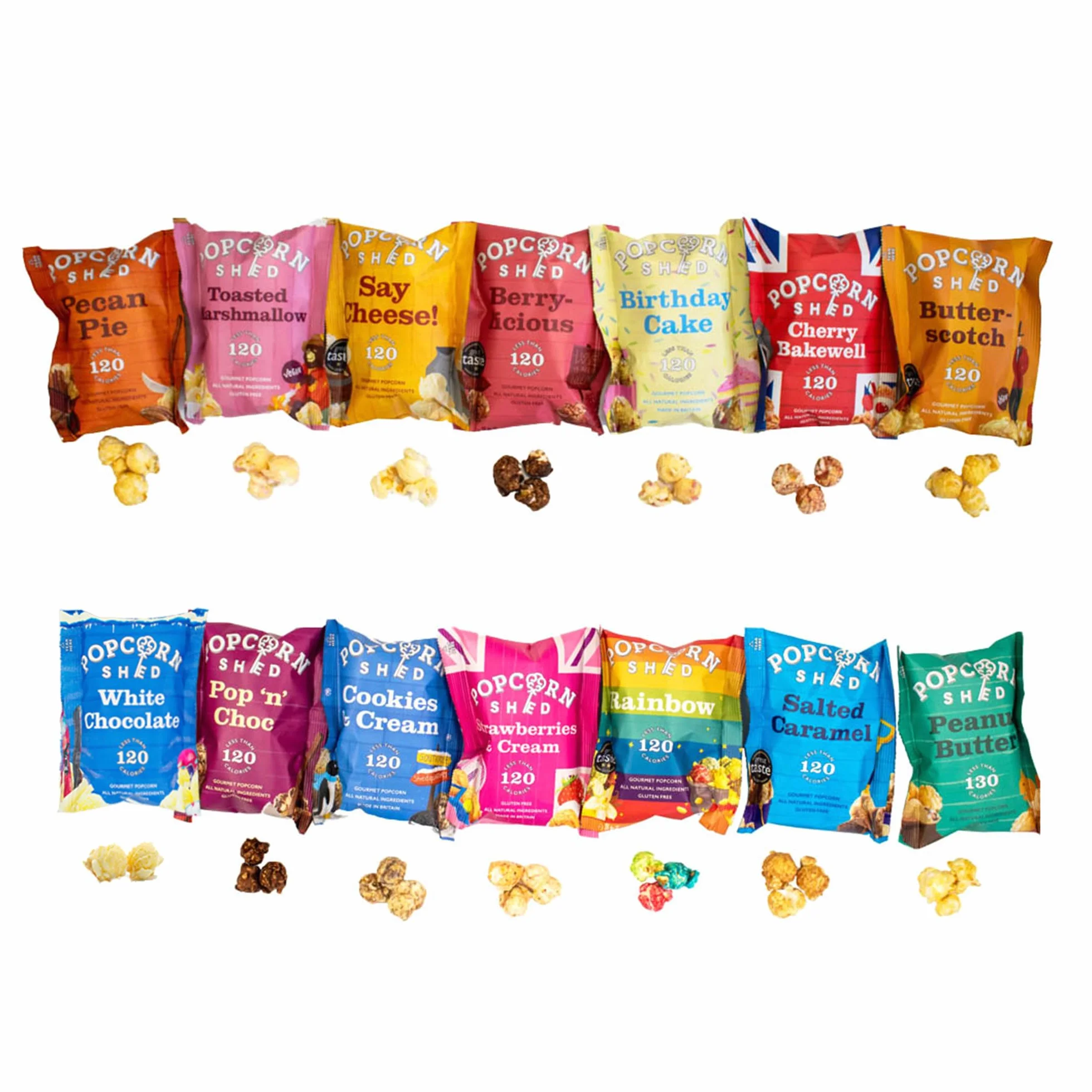 Popcorn Shed 14-Pack de dégustation de popcorn, Collations sans gluten et végétariennes