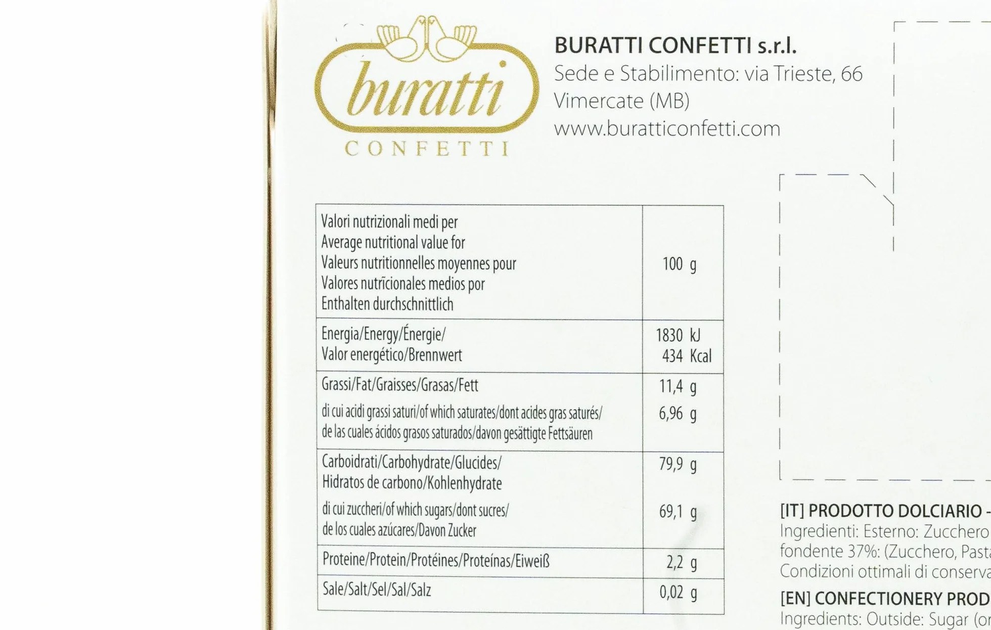 Buratti Confetti Dragées au Chocolat Mer 1 Kg