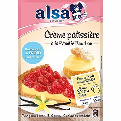 ALSA - Préparation Crème Pâtissière à Froid - Facile et Rapide - Idéal pour vos Gâteaux et Desserts - 125g - le Lot De 4