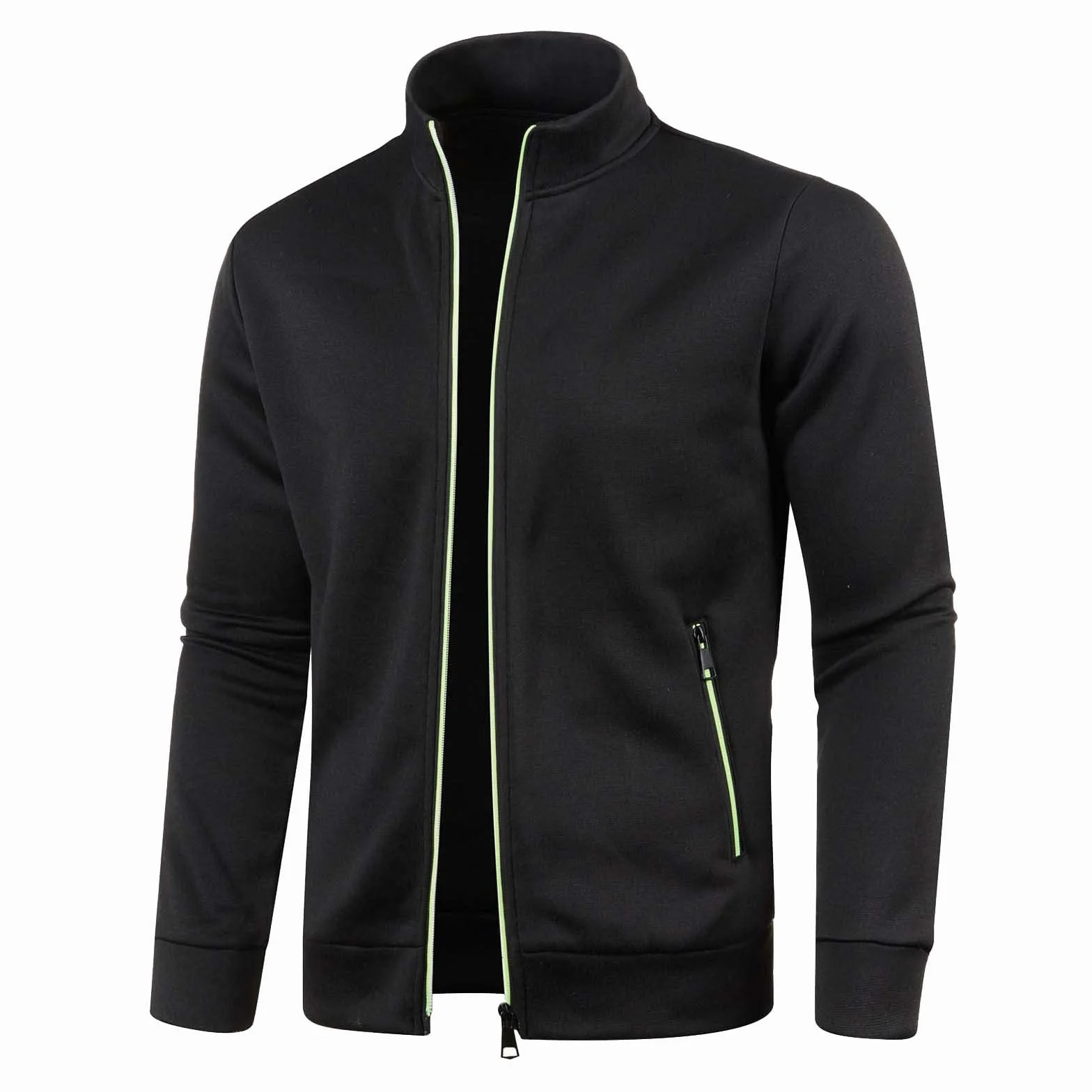 Veste de survêtement homme coton col montant fermeture éclair mi-saison