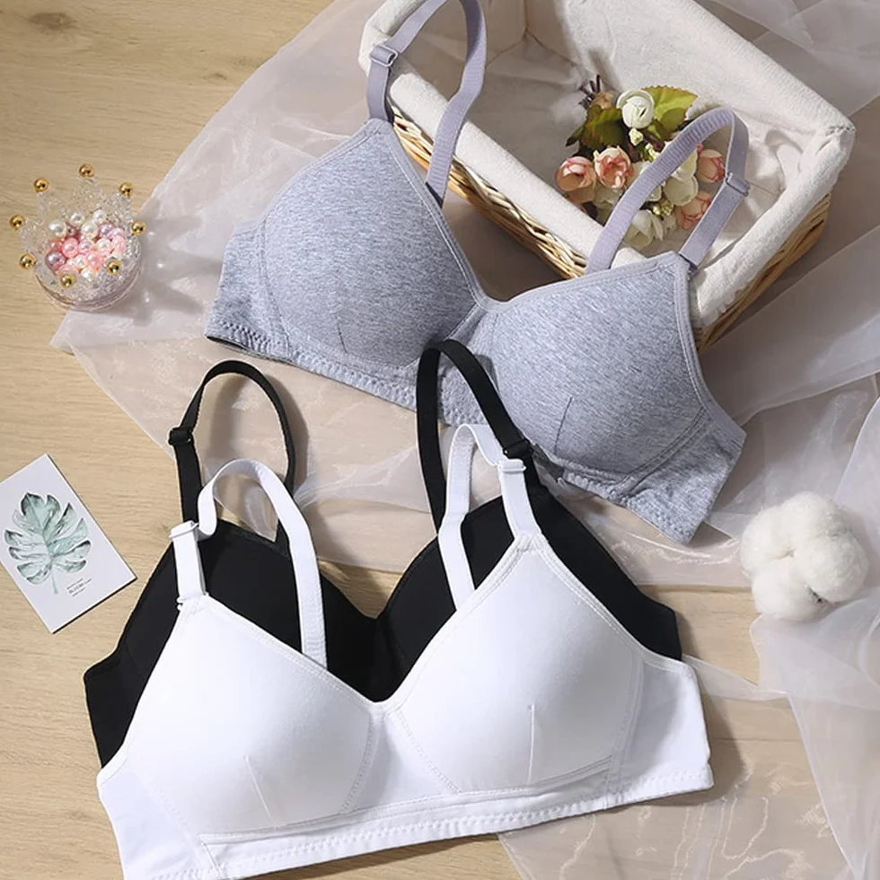 Lot de 3 Soutiens-Gorge de Sport en Coton pour Adolescentes avec Sangle Amovible
