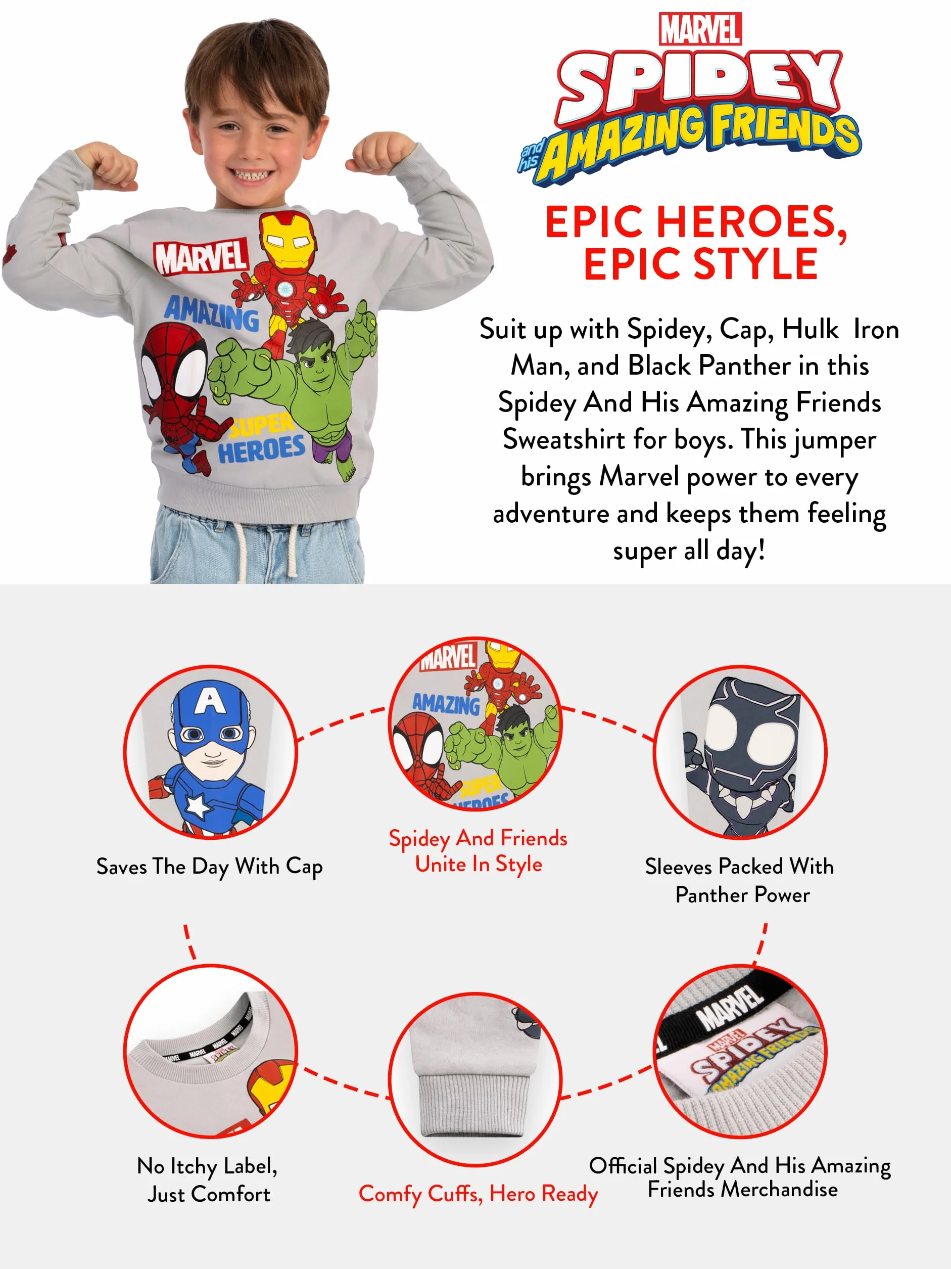 Marvel Spidey et Ses Amis Extraordinaires Sweatshirt Garçon Super-héros