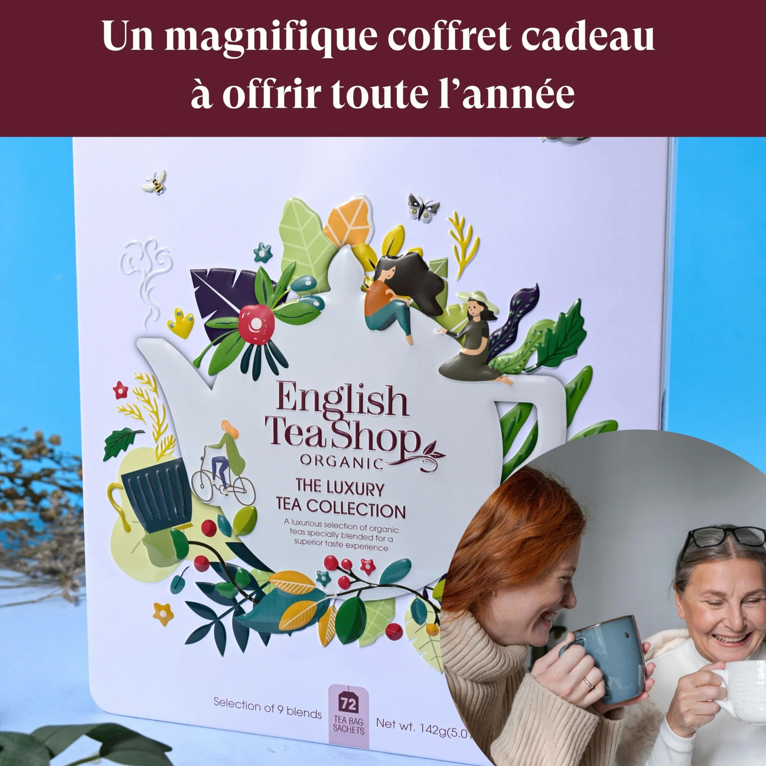 English Tea Shop - Coffret thés et infusions - Collection Luxury - 72 sachets de thés bio dans une belle boite à thé en métal - 9 mélanges de thés - Coffret cadeau thé à offrir