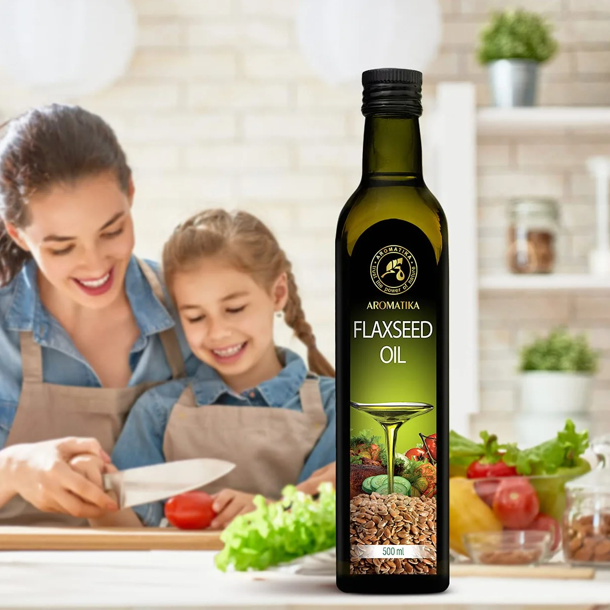 Huile de Lin 500ml - Huile de Graines de Lin Culinaire - Végétalien Pressé à Froid Vierge - Huile de Cuisine Alimentaire - Huile Comestibles pour Salade, Vinaigrettes, Assaisonner Entrées & Plats