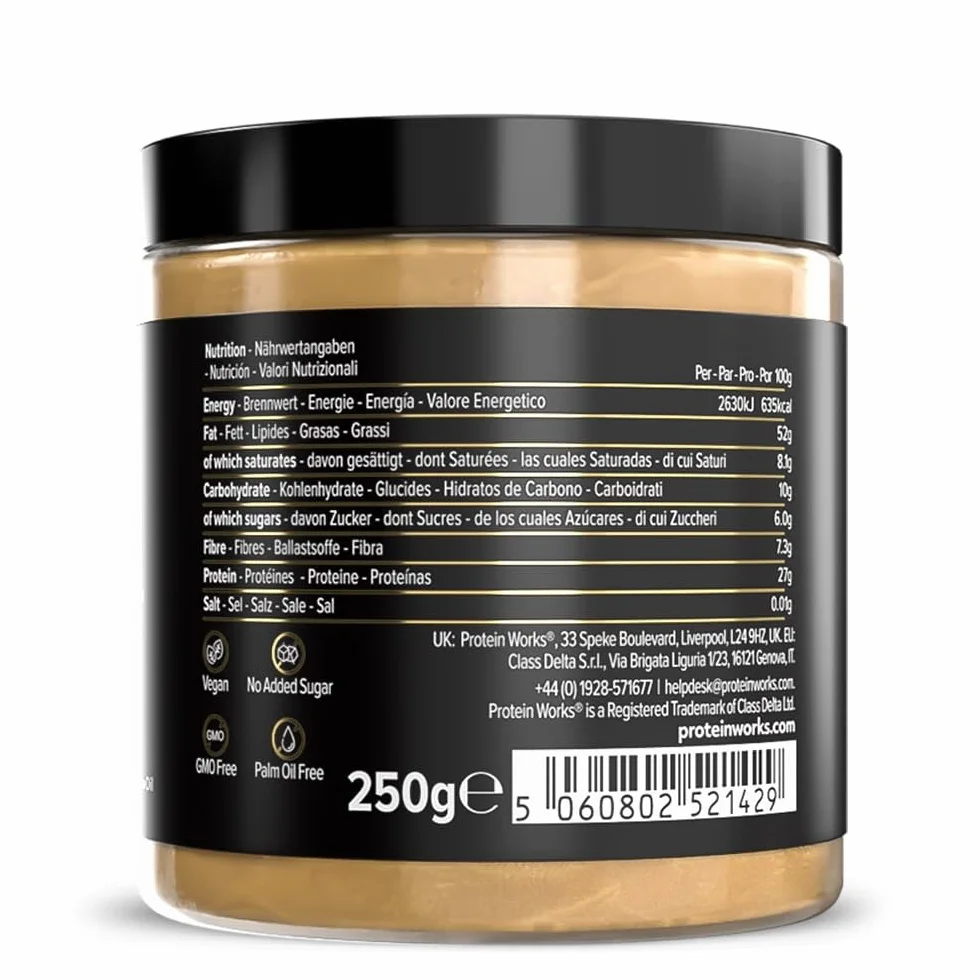 THE PROTEIN WORKS Beurre de Cacahuètes 100% Naturel sans Sucre Ajouté Lisse 250 g FODPEASM250G
