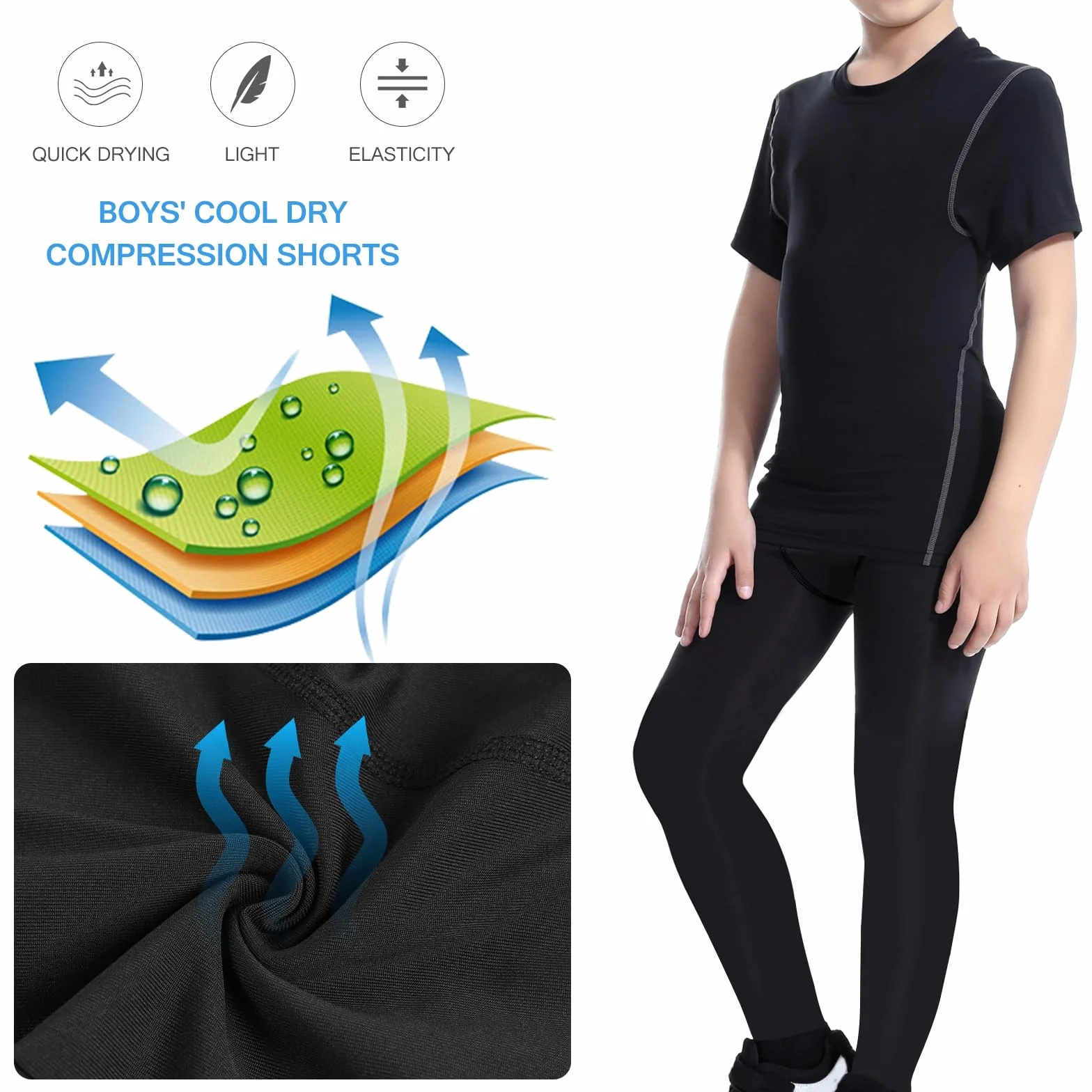 Leggings de Compression pour Jeunes Garçons, Pantalon de Sport pour Basket-Ball et Football, 6-14 Ans