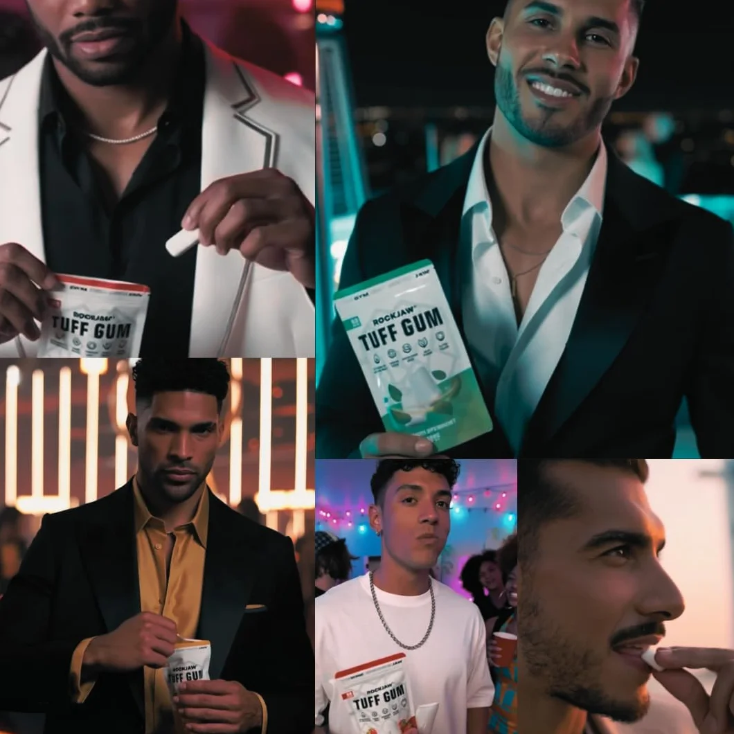 ROCKJAW® Jawline Gum Tuff Gum 2.0 complexe de vitamines B sans aspartame sans sucre xylitol 2 mois d'approvisionnement mangue exotique