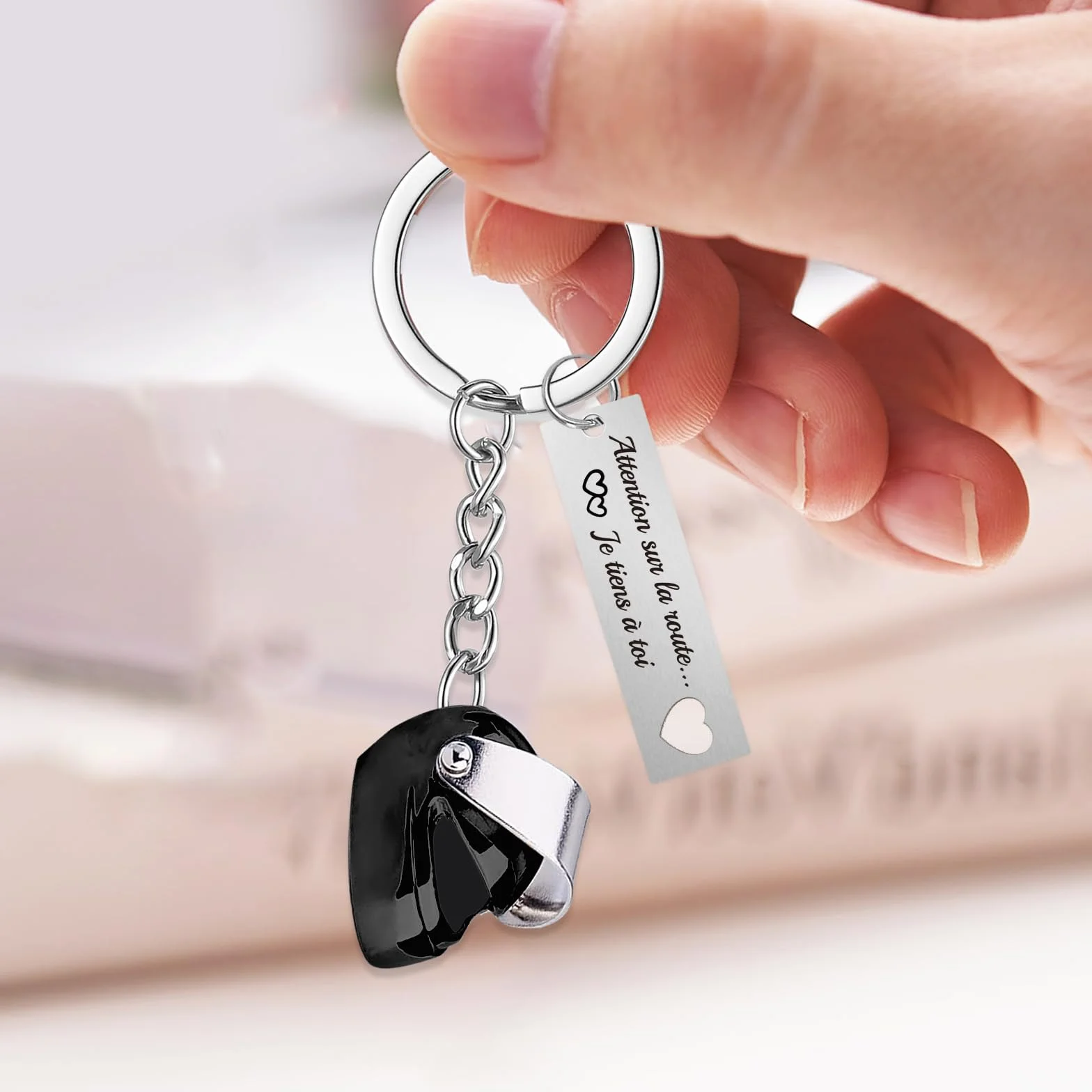 Porte-clés Voiture Moto Personnalisé Texte recto verso Cadeau Couple Saint-Valentin