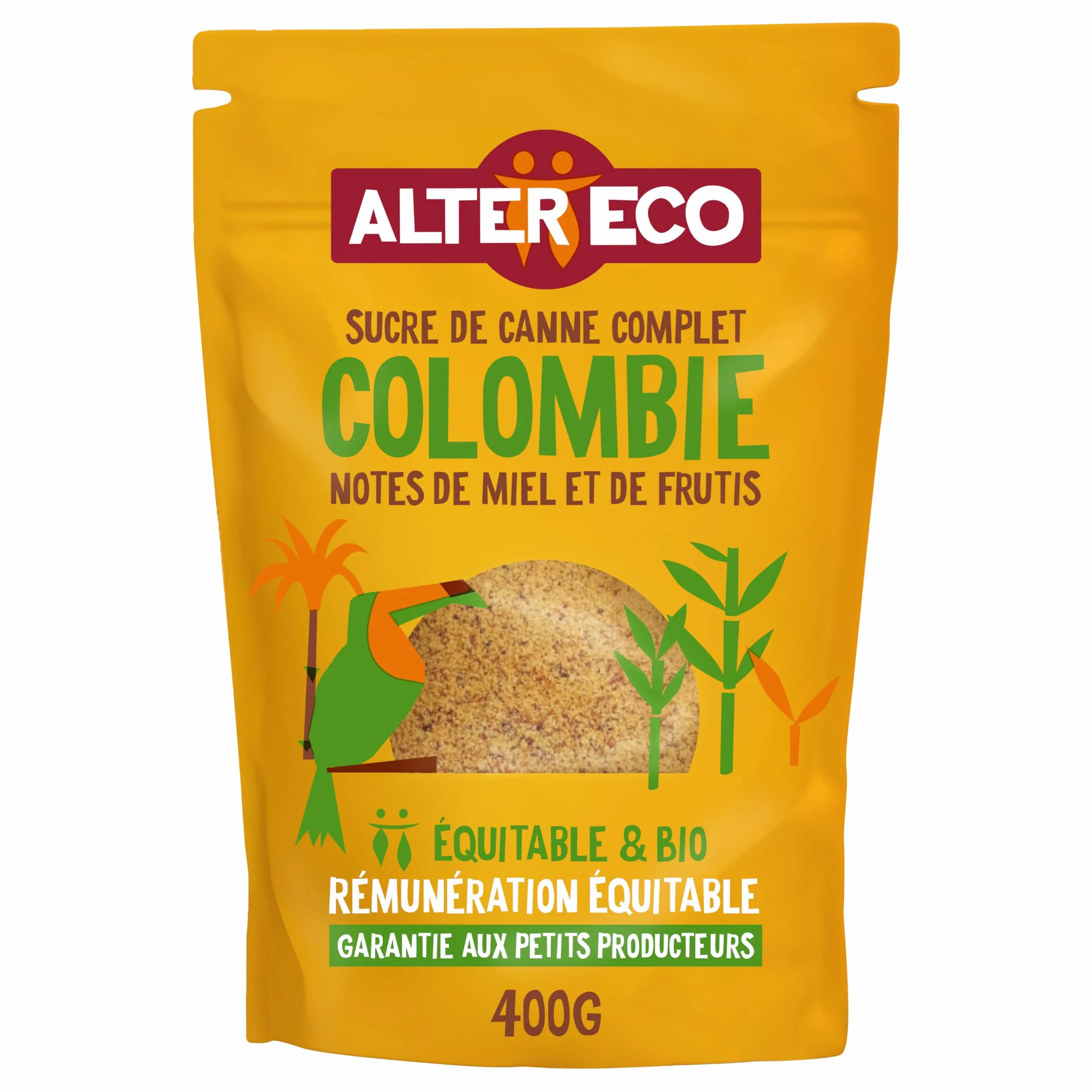 ALTER ECO - Sucre de Canne de Colombie - Sucre Complet Bio et Équitable - Origine Colombie - 400 g