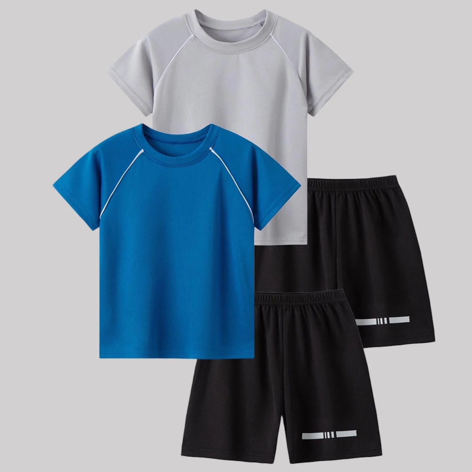 Lot de 2 t-shirts et shorts amples pour garçons - Vêtements de sport sans étiquette 2-14 ans