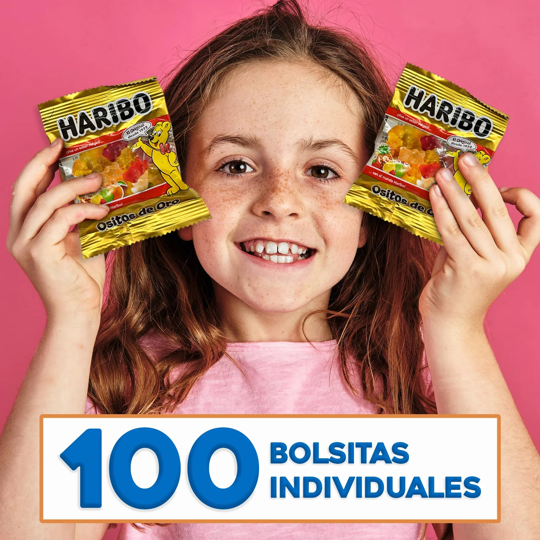 100 Mini Sachets HARIBO Ours d’Or (1 Kg) · Packs Individuels de 10 g · Avec Carte Personnalisable Cia&Co · Idéal pour Anniversaires, Halloween, Fêtes d’Enfants et Cadeaux d’Entreprise Originaux