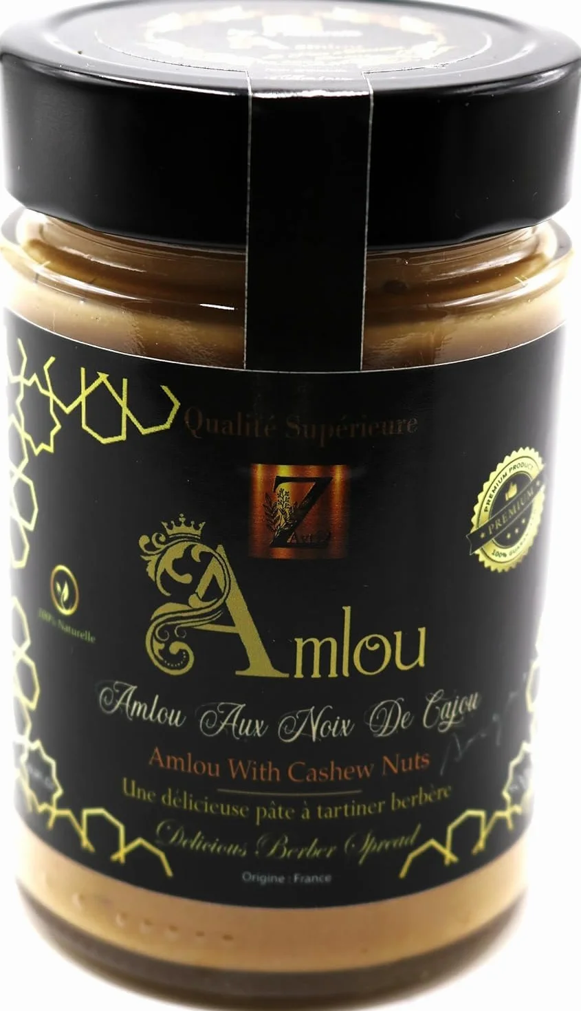 "Pâte à tartiner marocaine authentique : Amlou revisité aux noix de cajou, à l'huile d'argan et au miel d'oranger - 400g"