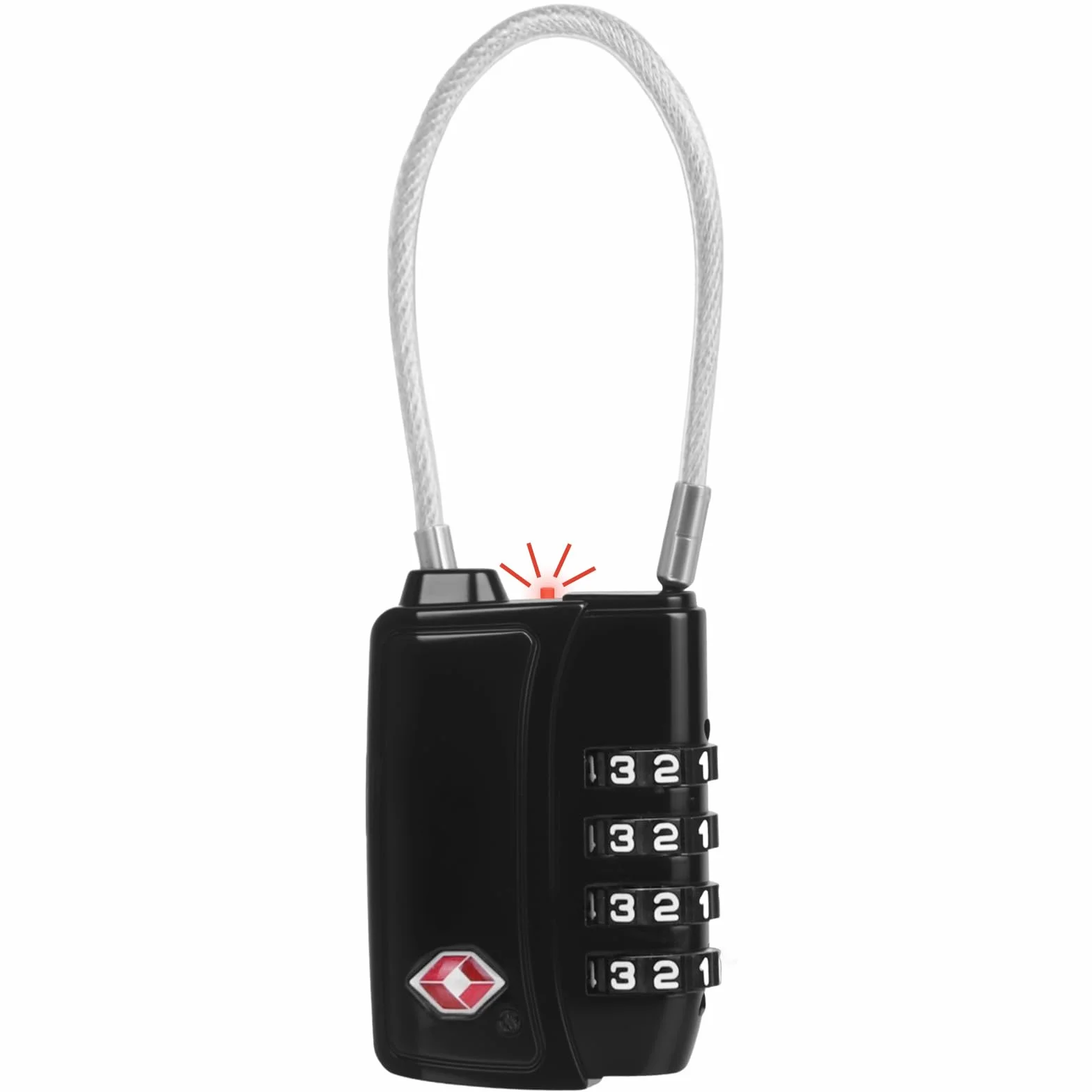 Diyife TSA008 Cadenas Code 4 Chiffres avec Alerte Rouge à l'Ouverture, Câble d'Acier 3 mm, Cadenas Valise pour Bagage Cabine, Casier & Camping