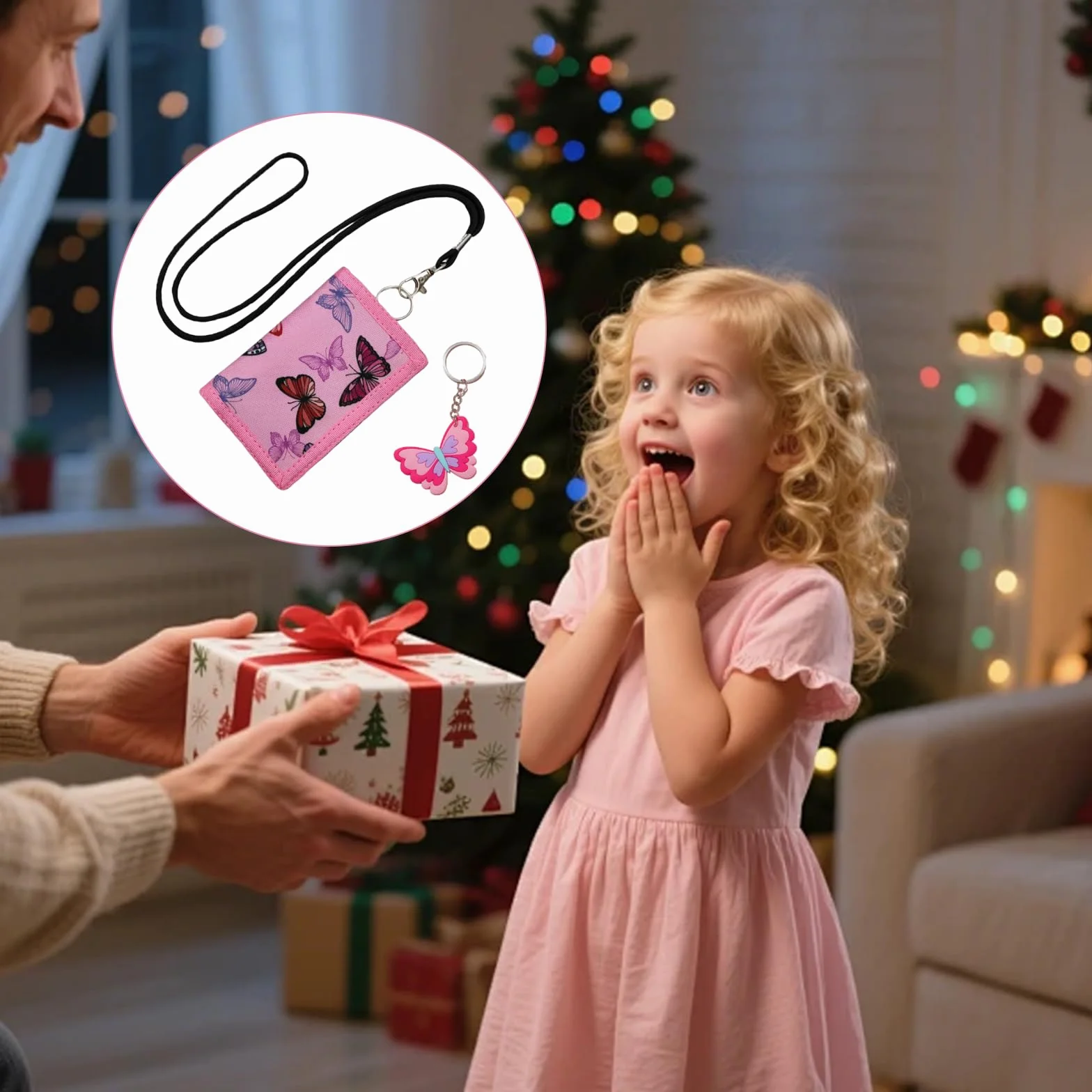 Portefeuille enfant papillon féerique pour filles 6-8 ans mini à bandoulière pièces billets école voyage