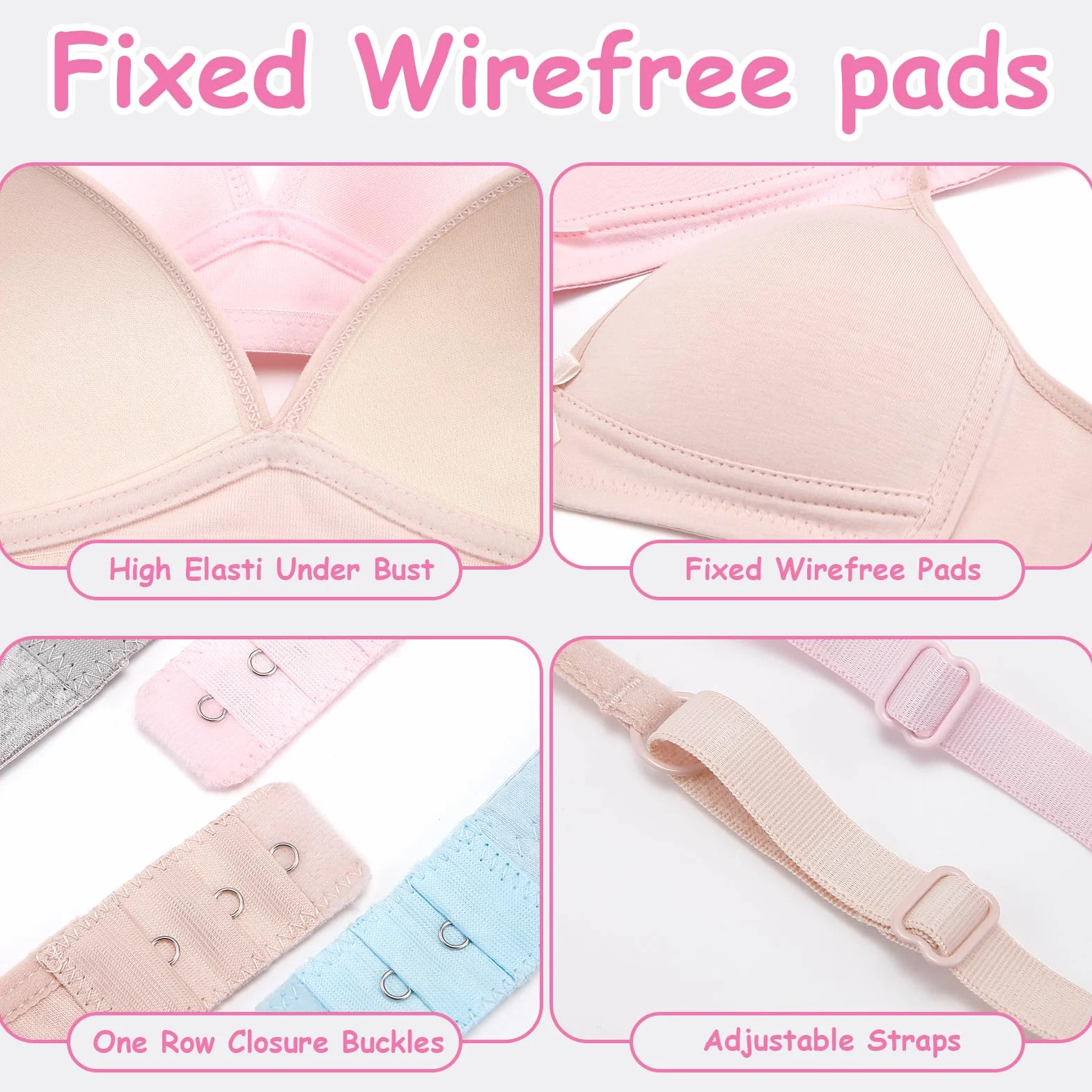 Soutien-Gorge Basique en Coton sans Armatures pour Fille, Bretelles Réglables, Bonnet A