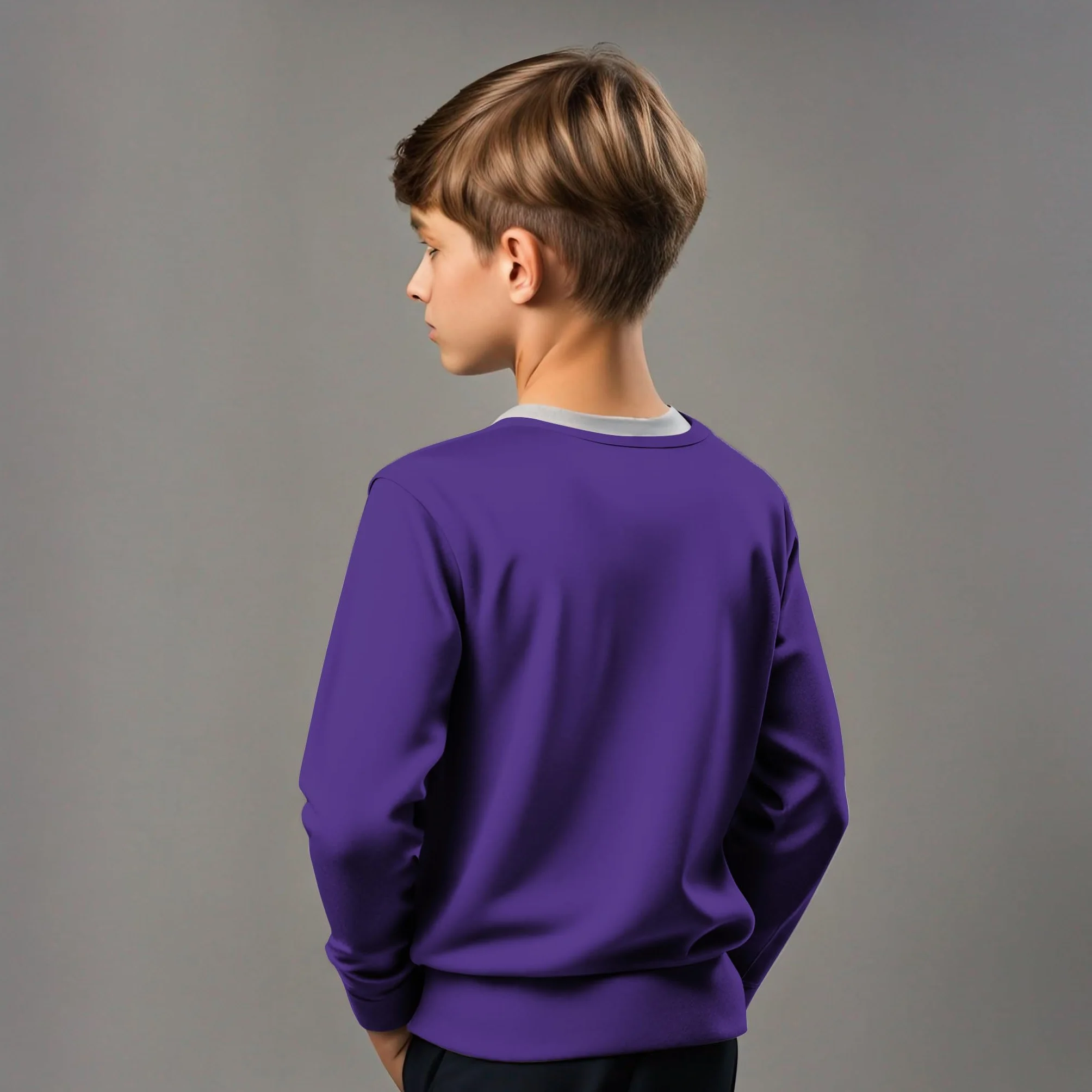 Polaire unisexe classique à col rond manches longues uniforme scolaire