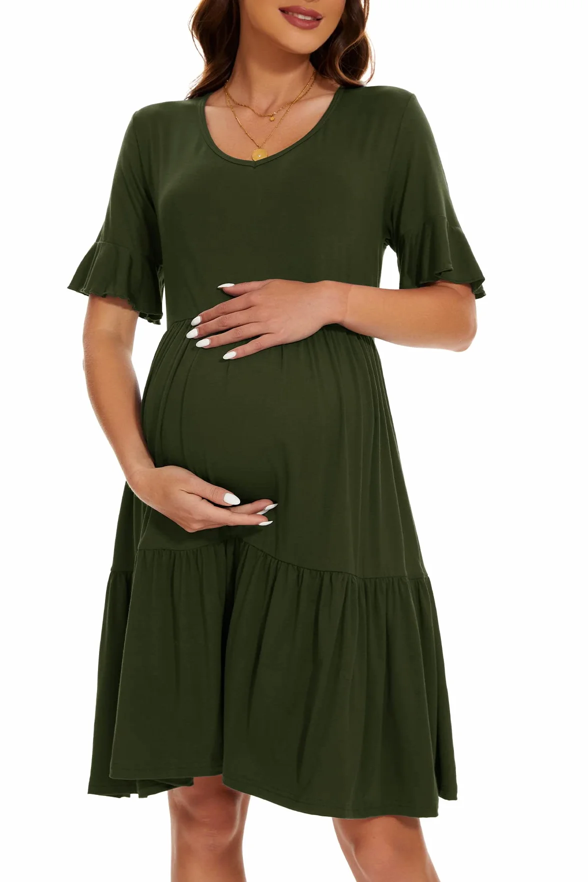 Robe de Maternité Manches Courtes Femme Grossesse