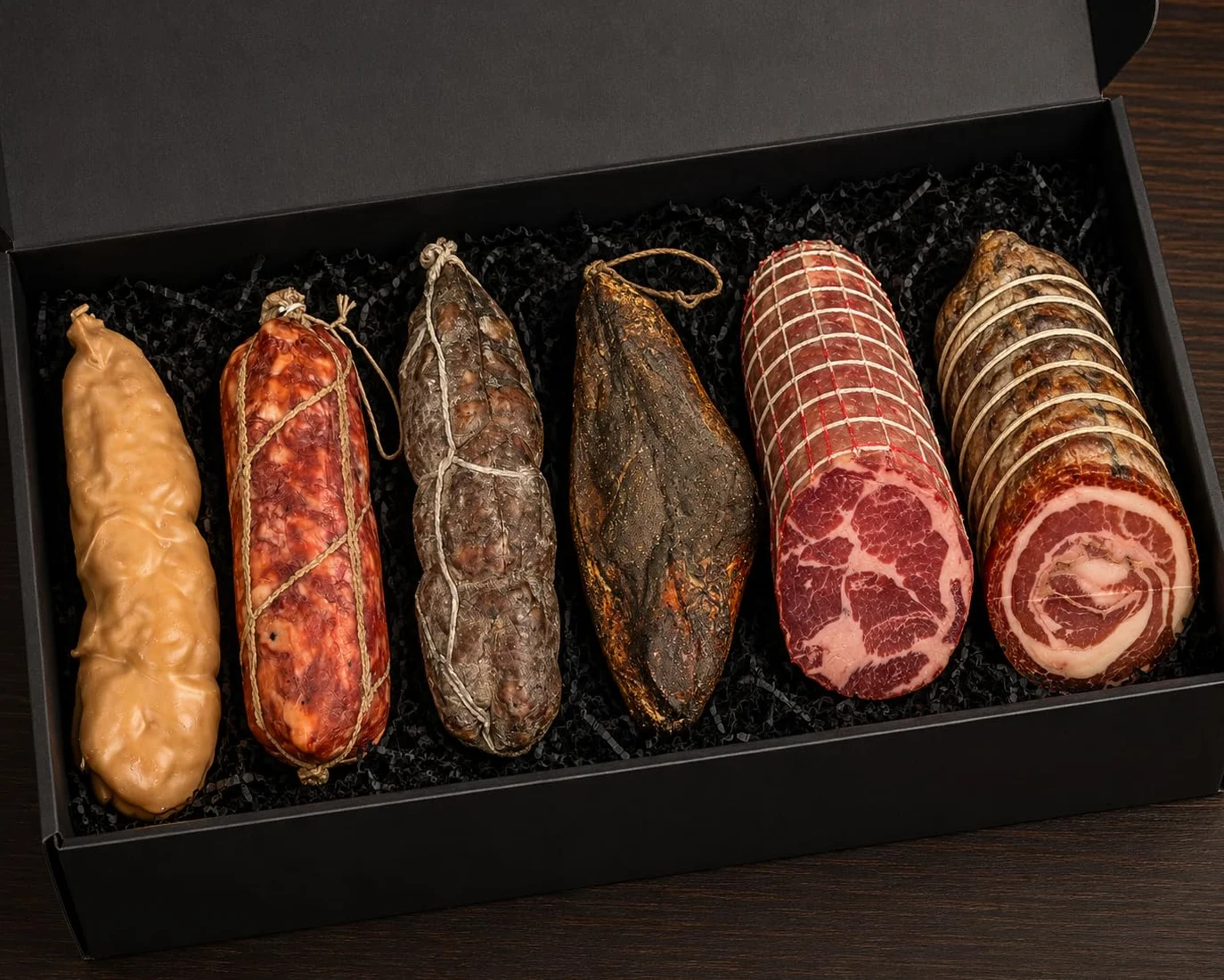 Machegusto!® Black Gourmet Box – Coffret Premium de Charcuteries Italiennes Artisanales – Sélection Gourmet 6 Pièces