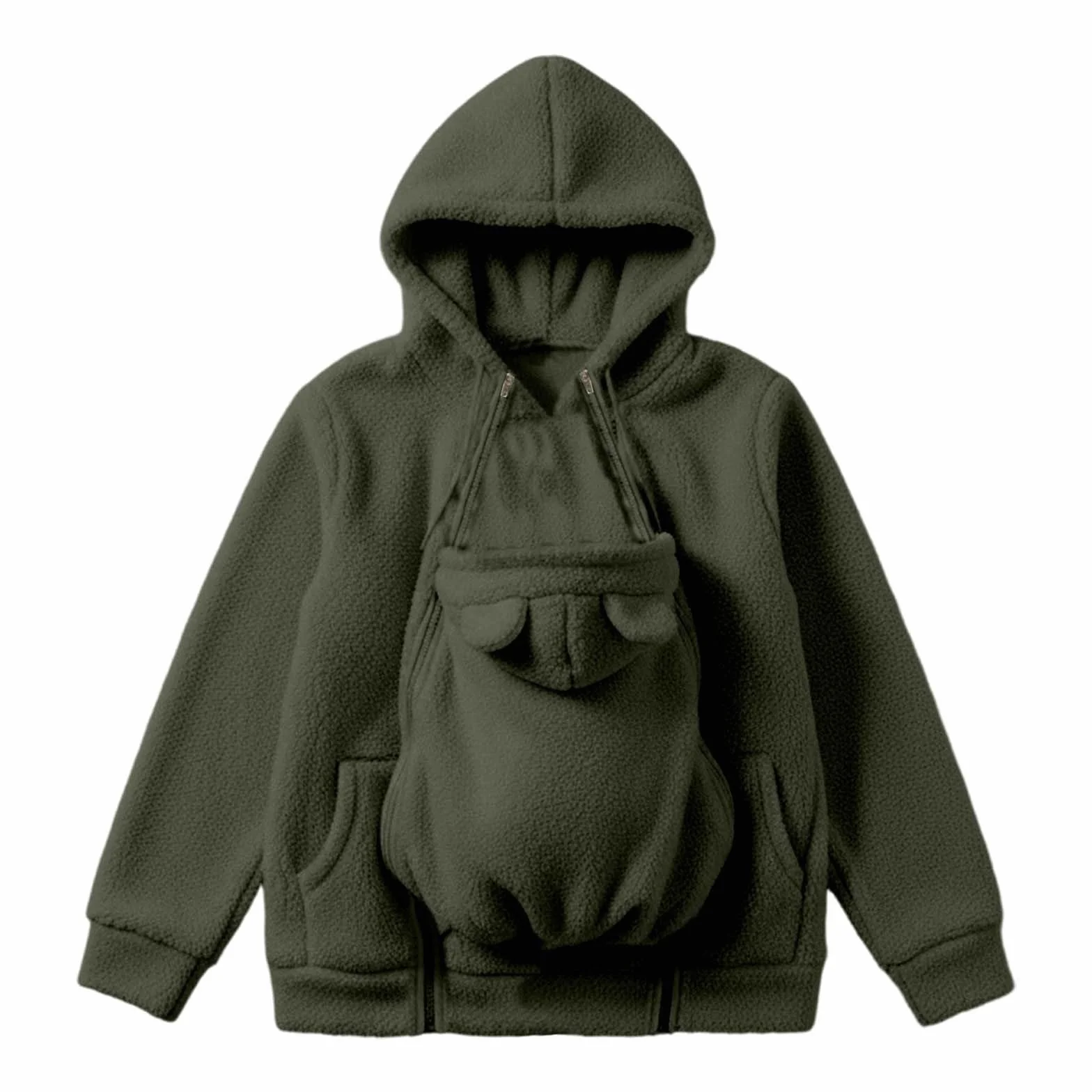 Sweat à Capuche Maternité Poche Kangourou Amovible 3-en-1 Chaud Hiver