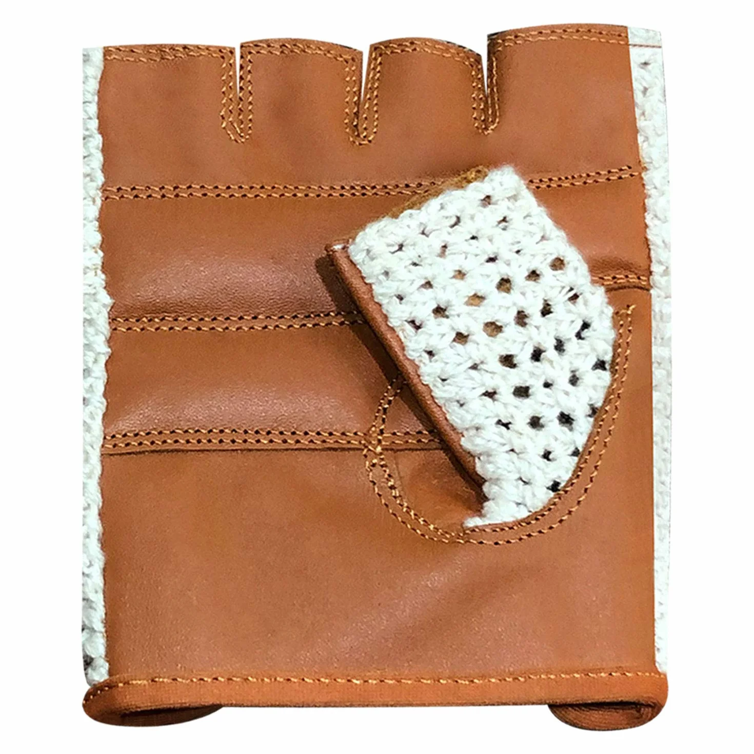 Mitaines Gants sans Doigts Cuir Véritable Vache Conduite Vélo VTT Noir Marron Camel