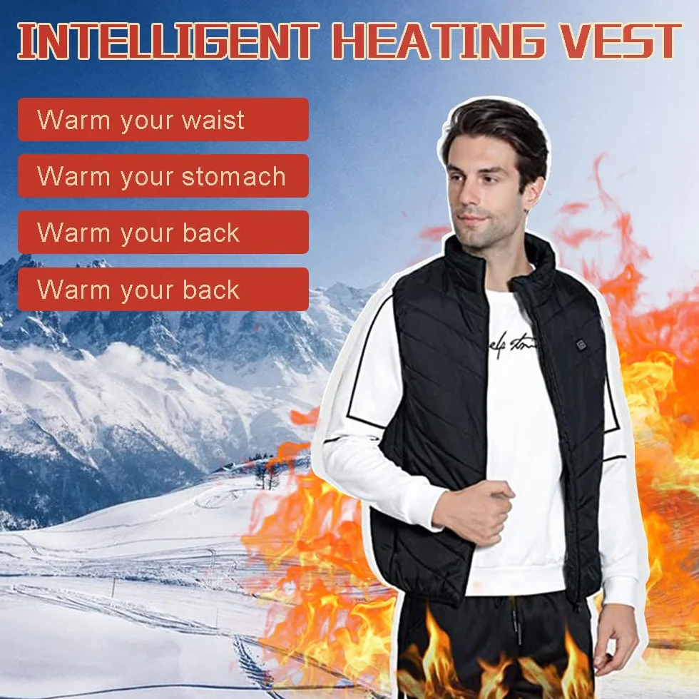 Veste Chauffante Homme Femme USB 3 Niveaux de Réglages Chauffage Électrique