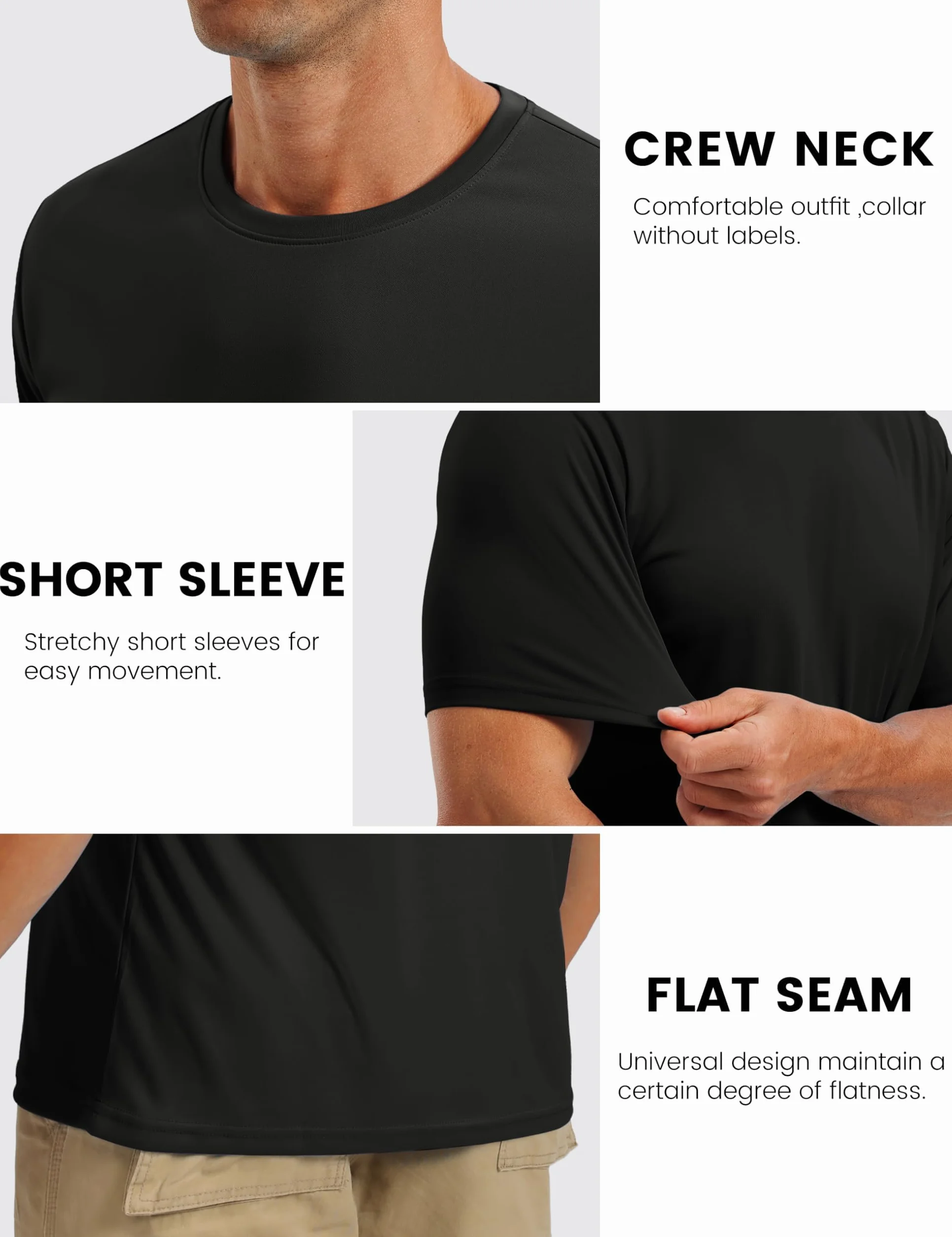 TACVASEN T-Shirt à Manches Courtes pour Hommes Protection Solaire UV UPF 50+ Léger Travail