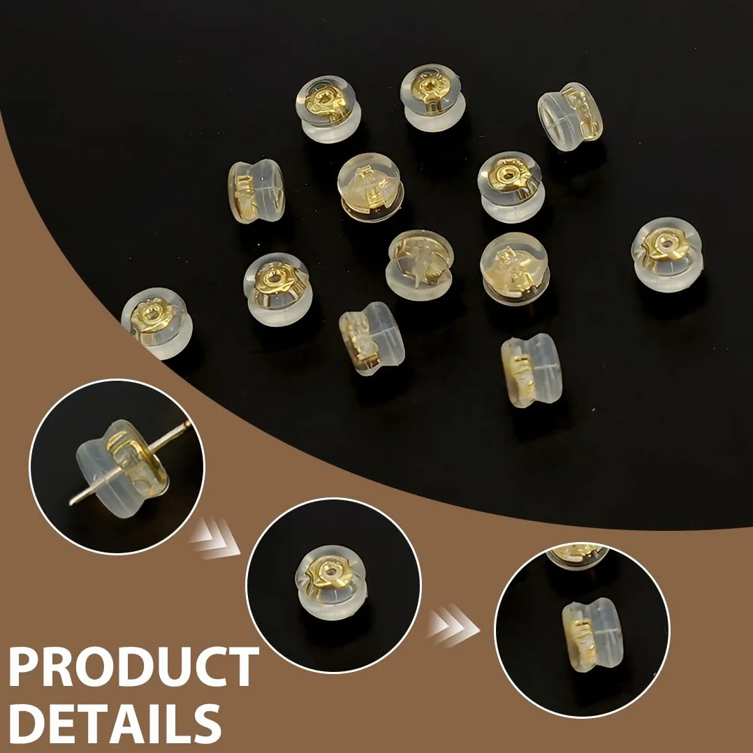 Fermoir Boucles d'Oreilles en Silicone Hypoallergénique 20 Pièces pour Oreilles Tombantes Non-Irritants