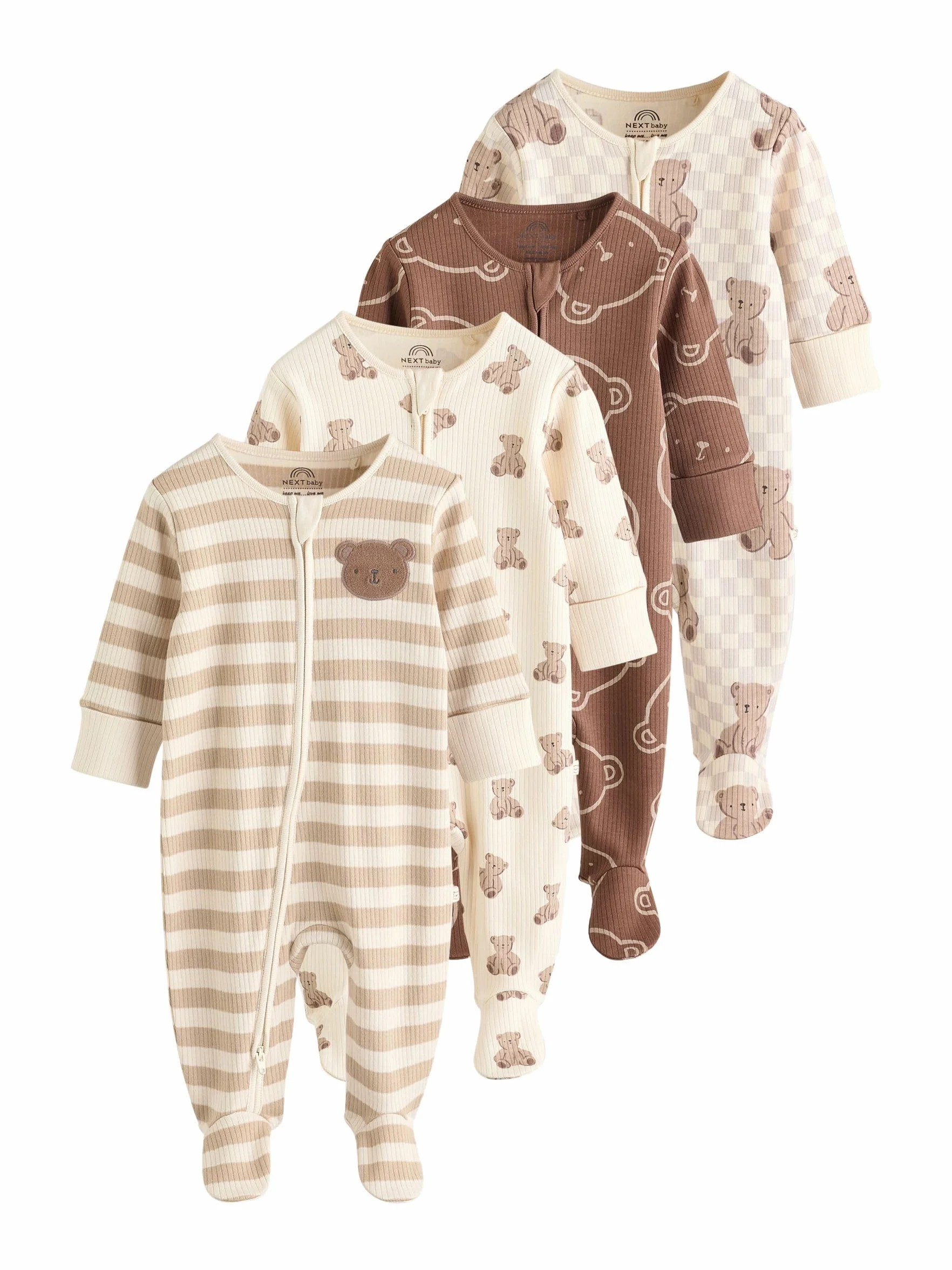 NEXT Bébé garçon Dors-Bien Pyjama Zip Double Sens Ours Lot de 4