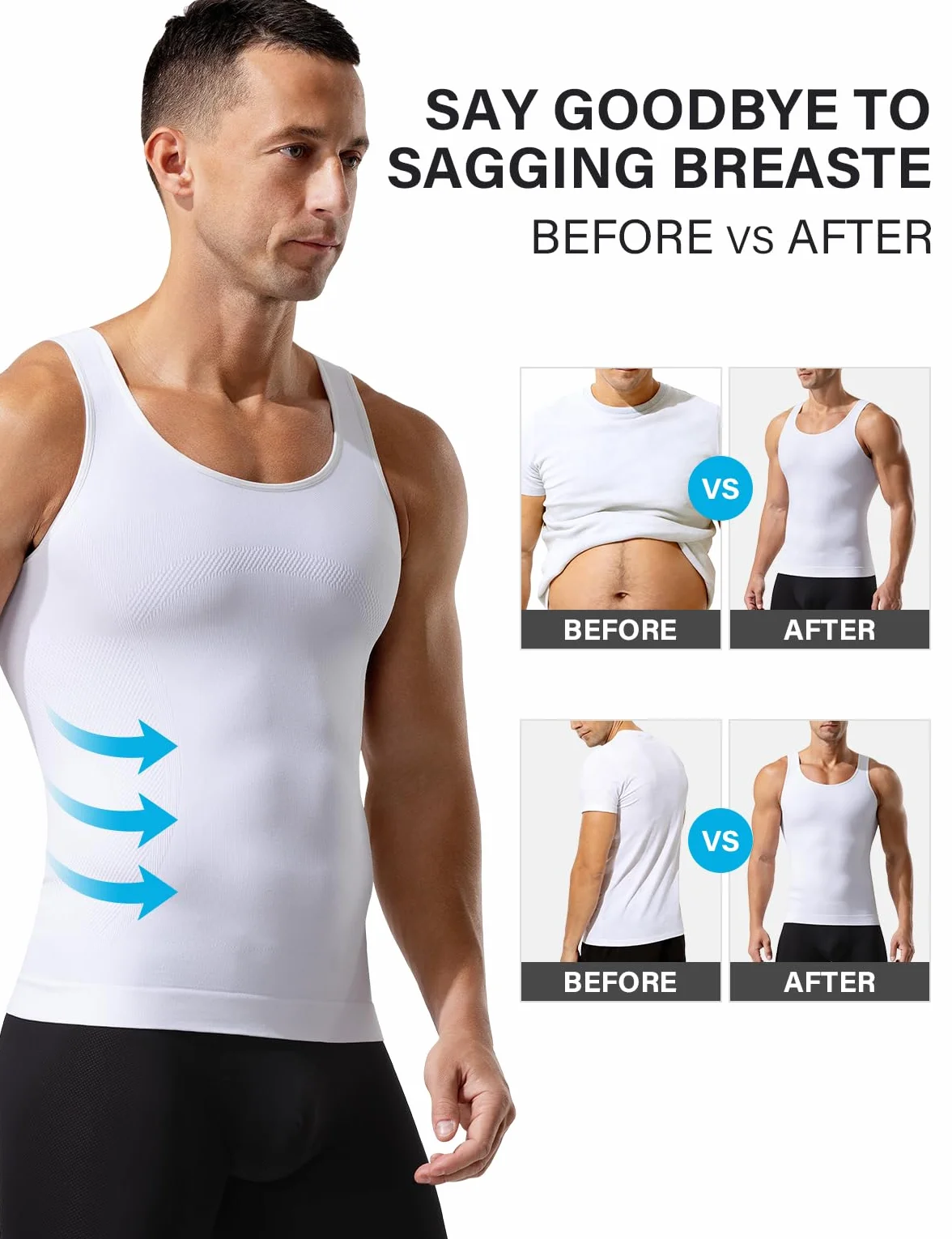 Casey Kevin Débardeur de Compression Homme Gainant Tee Shirt Minceur Ventre Plat Body Shaper